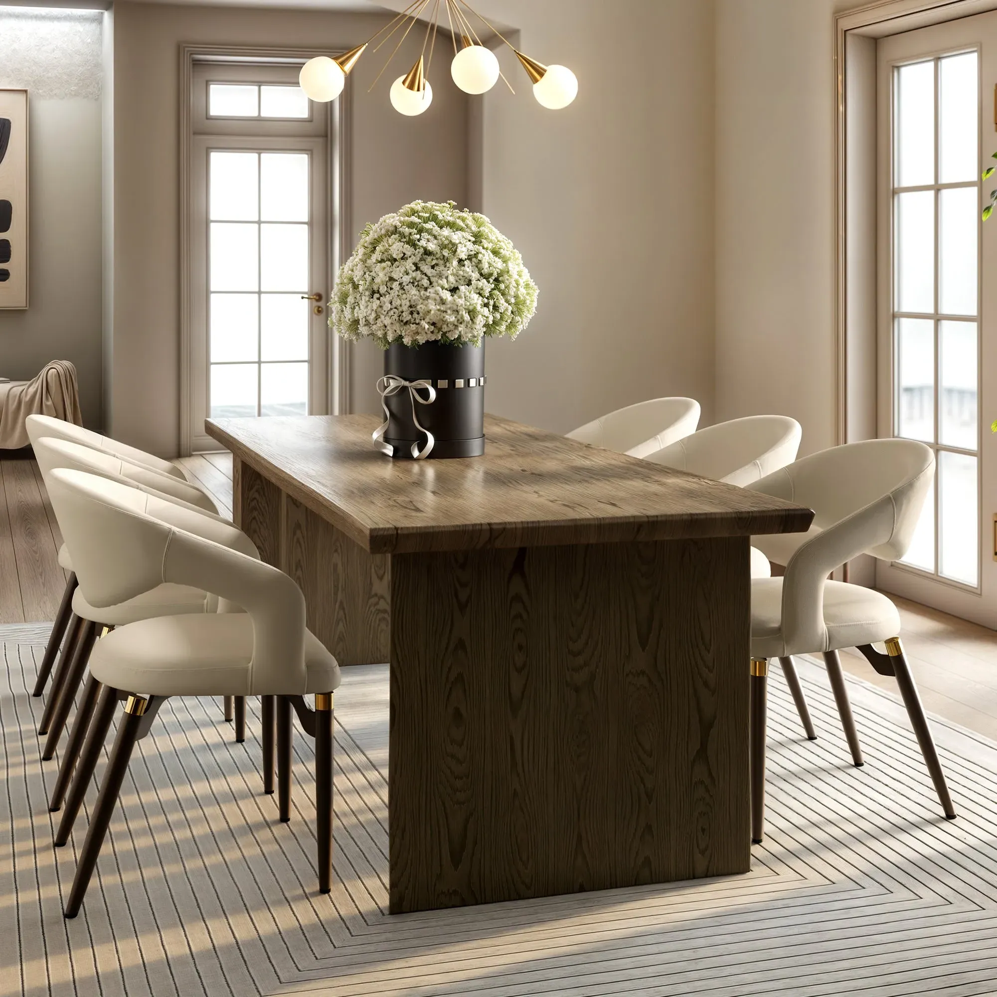 Chantilly Leather Dining Chairs Set of 2 - Black, Faux Leather