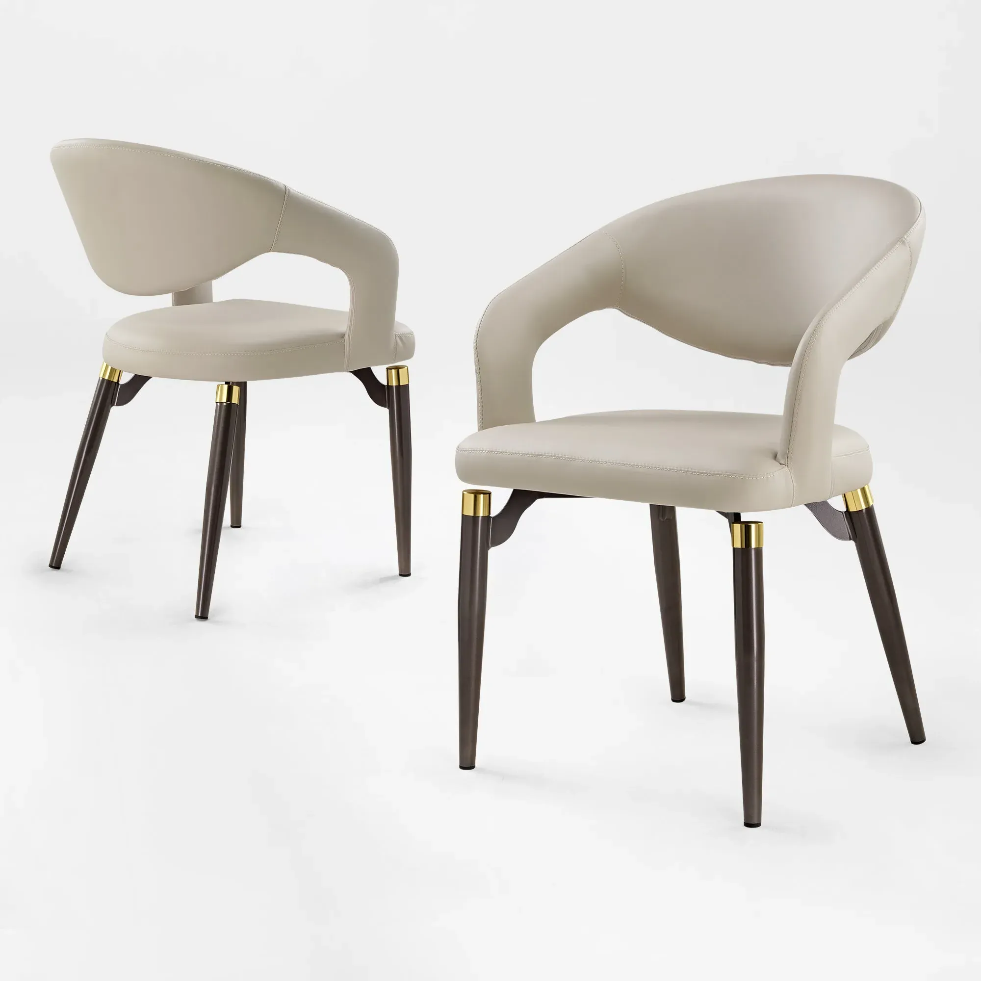 Chantilly Leather Dining Chairs Set of 2 - Black, Faux Leather image