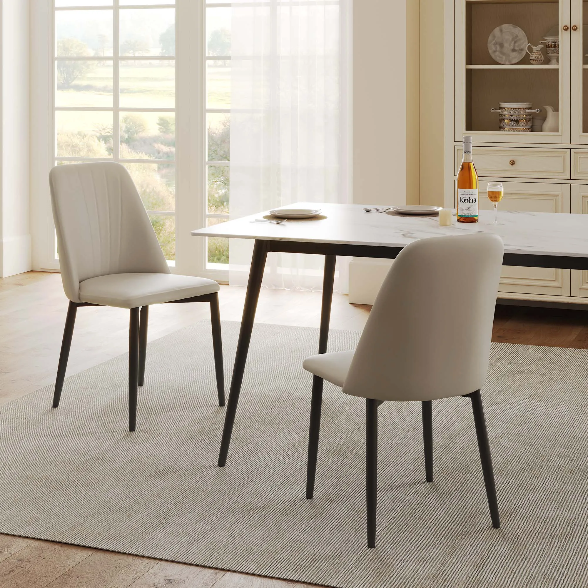 Chester Upholstered Dining Side Chairs Set of 2 - Off-white