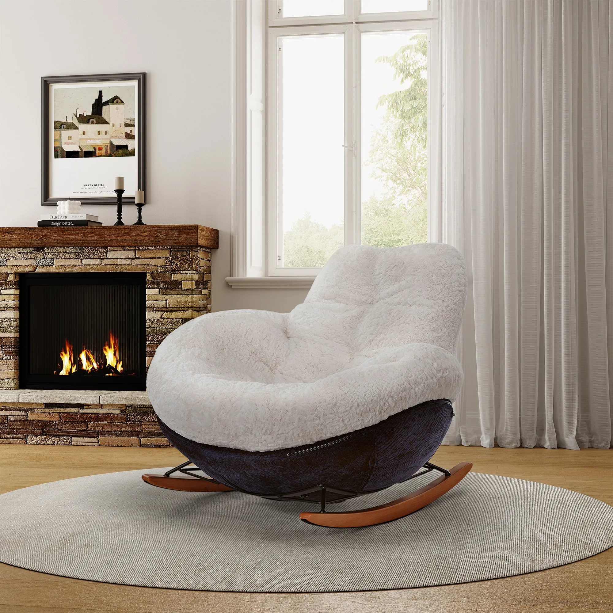 Chloe Rocking Lounge Chair - Off White