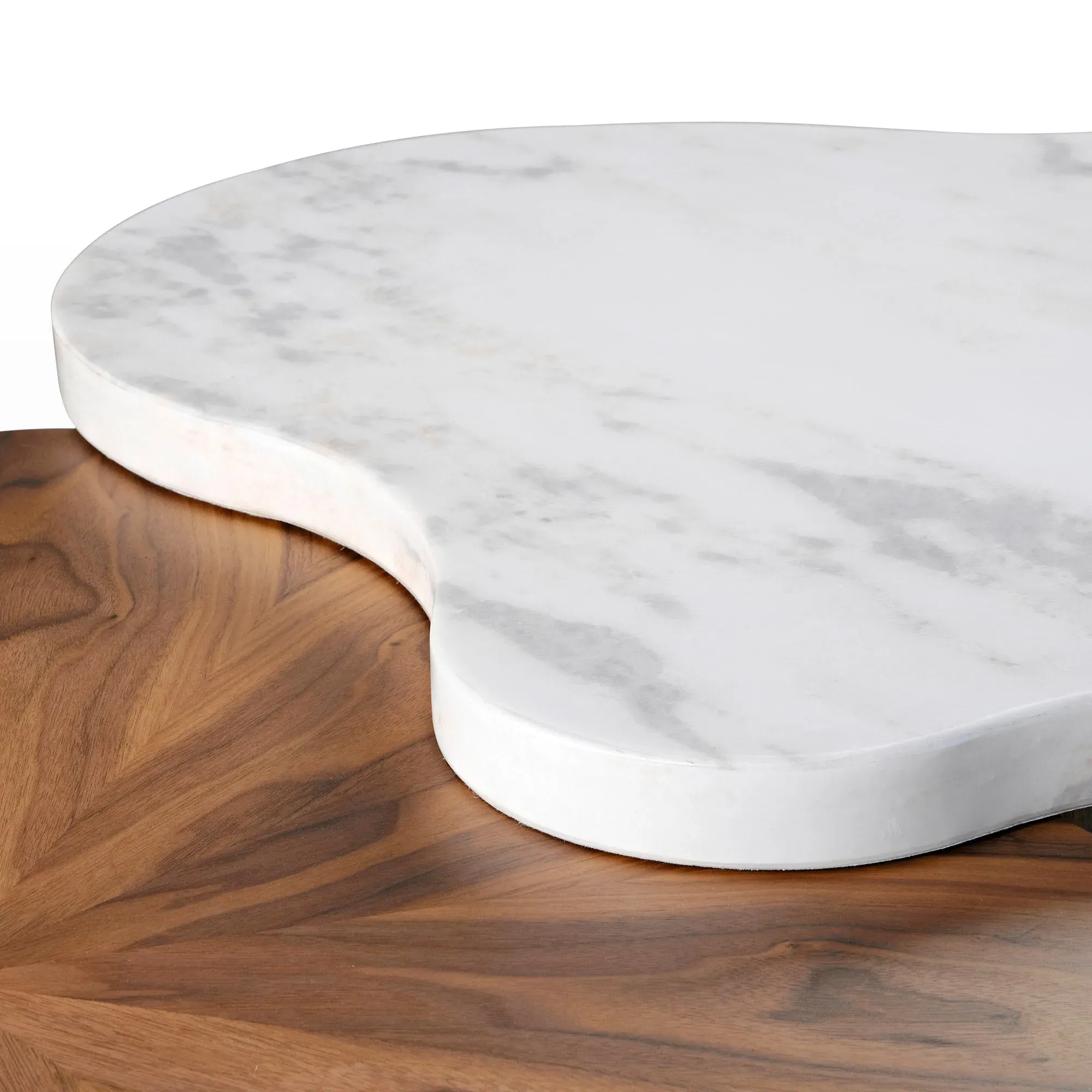 Cloud Shape Coffee Table Set - White, Walnut
