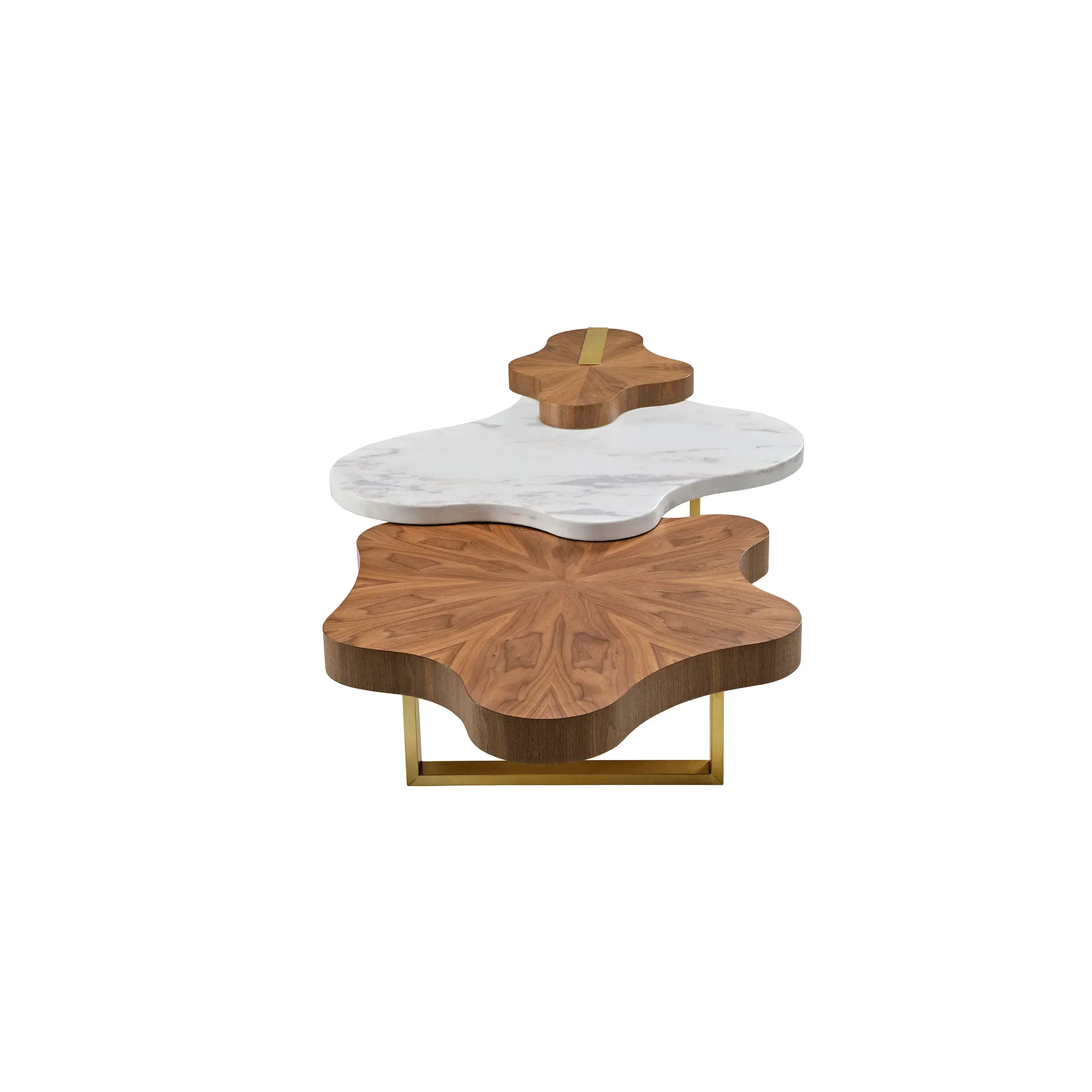 Cloud Shape Coffee Table Set - White, Walnut