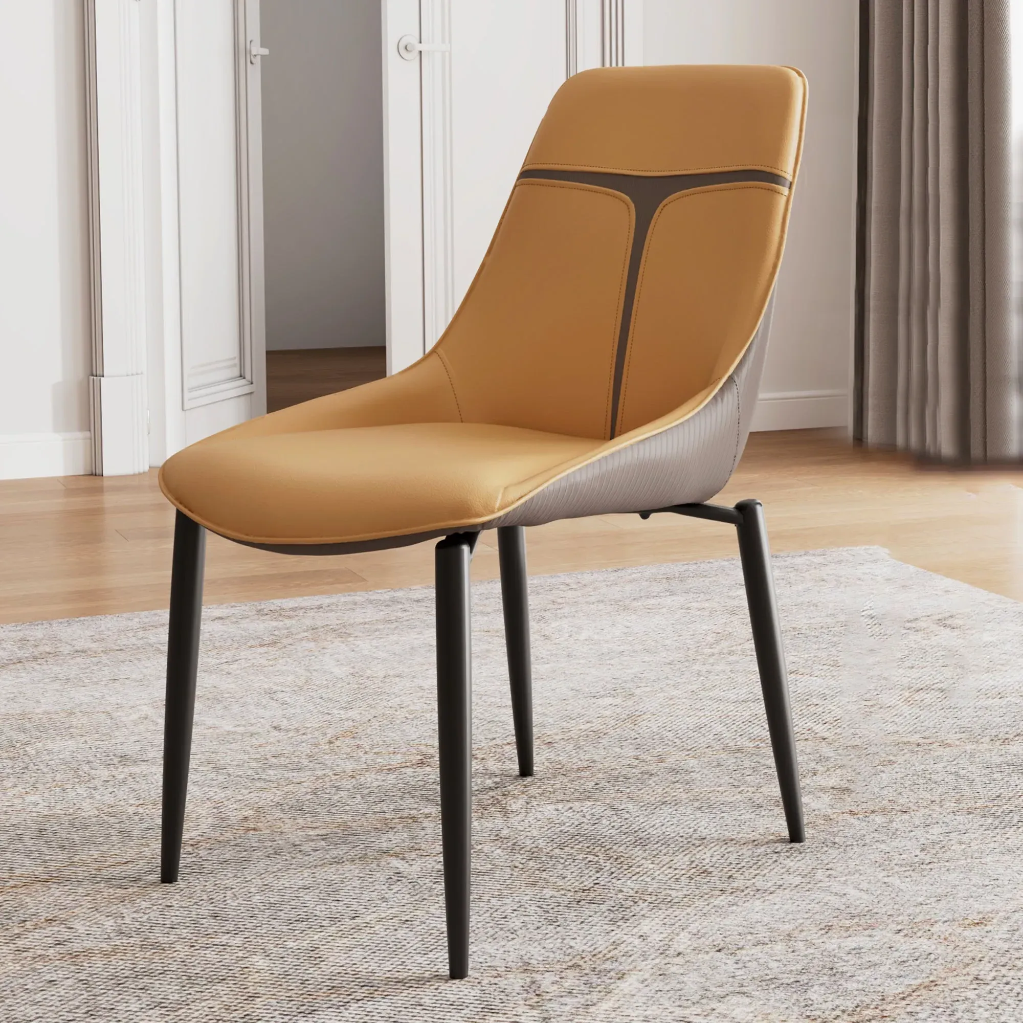 Couture Upholstered Dining Chairs Set of 2 - Turmeric & Gray