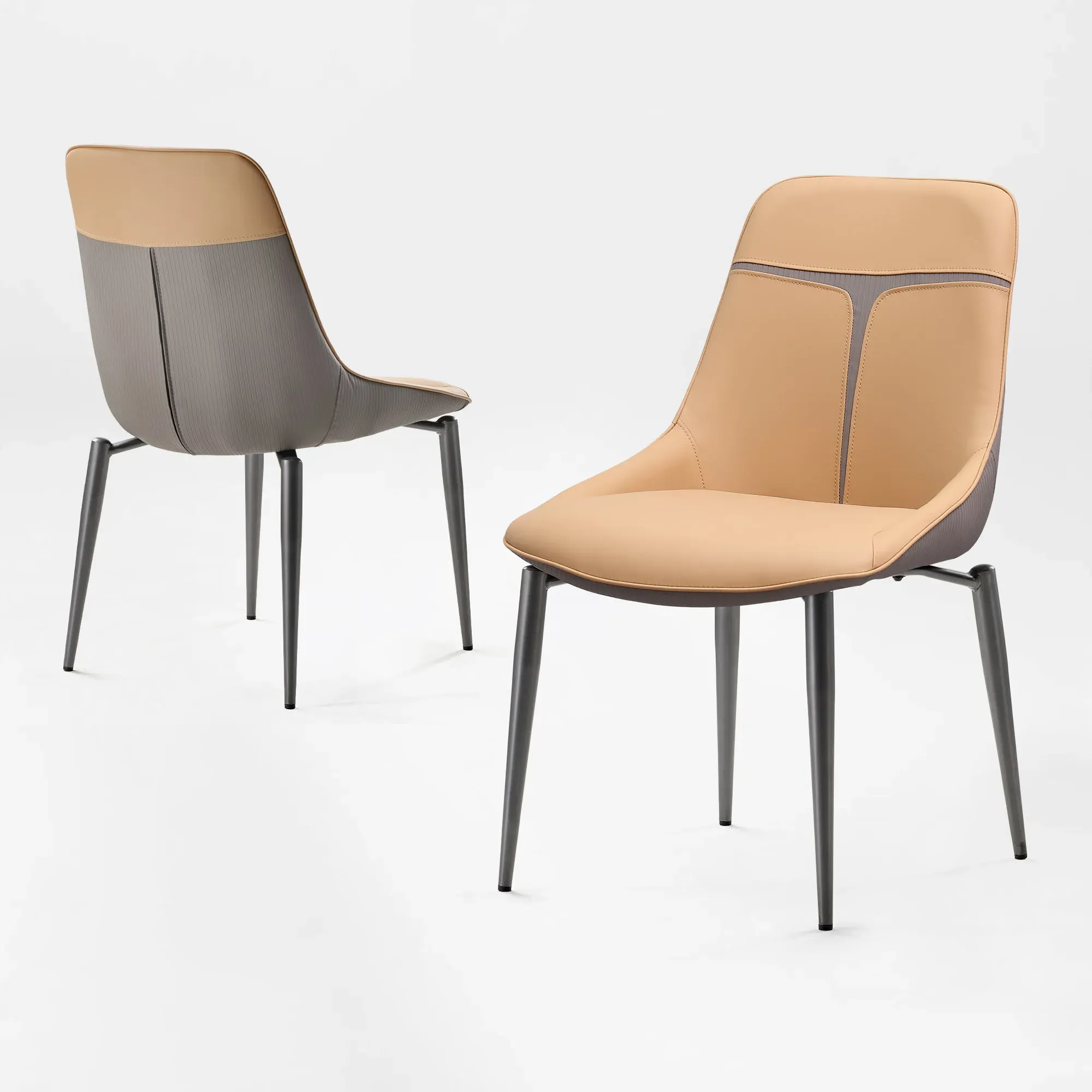Couture Upholstered Dining Side Chairs Set of 2 - Turmeric & Gray, Leather product