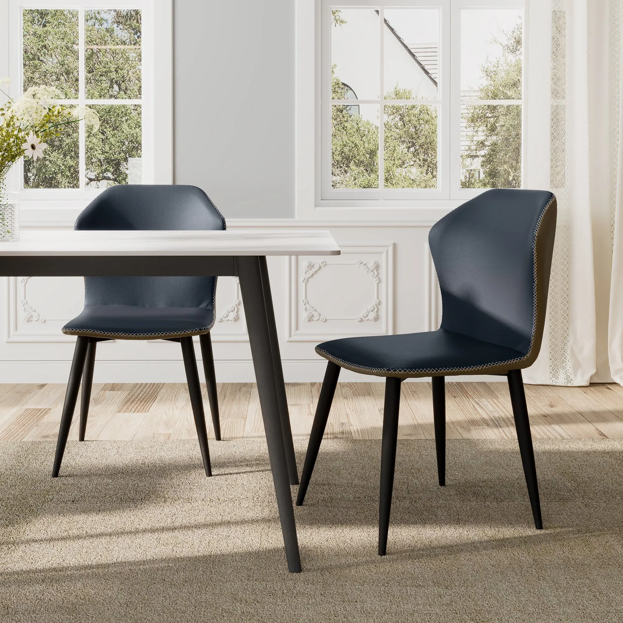 Elysian Upholstered Dining Side Chairs Set of 2 - Blue