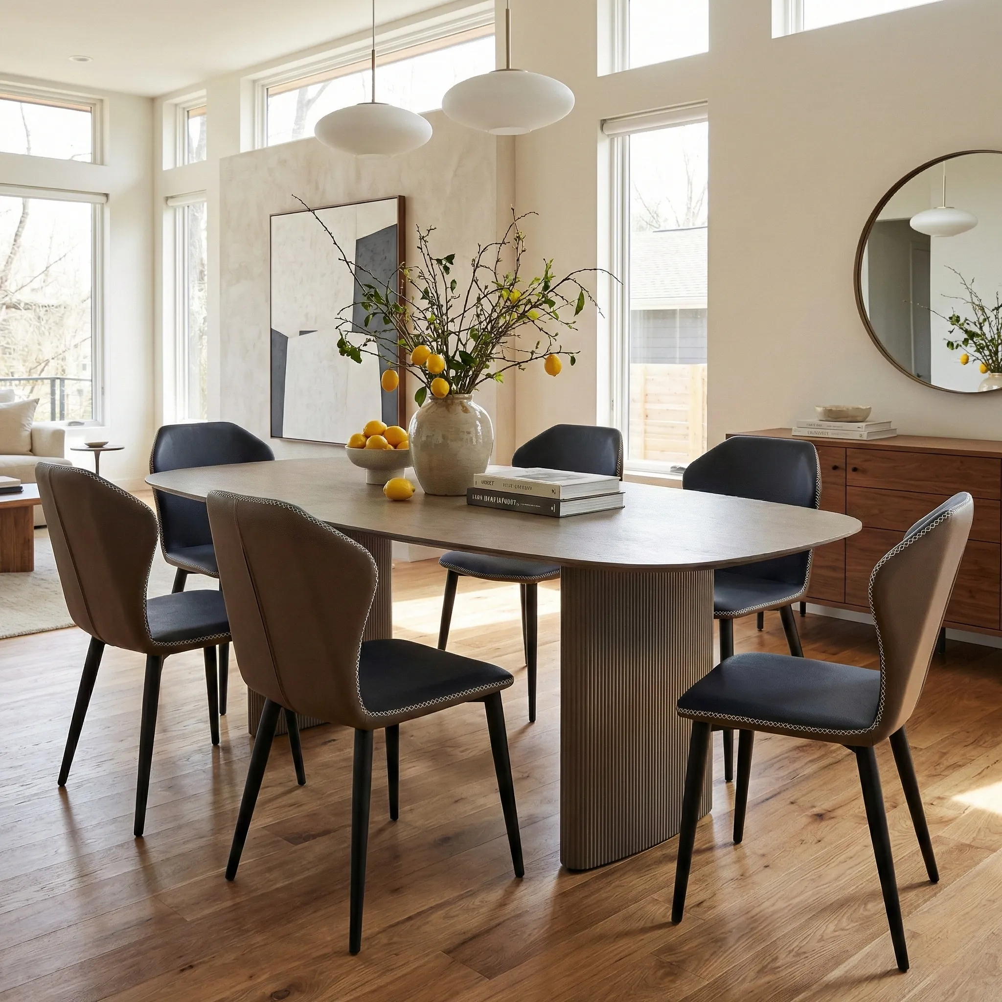 Elysian Upholstered Dining Side Chairs Set of 2 - Blue, PU Leather alternate view