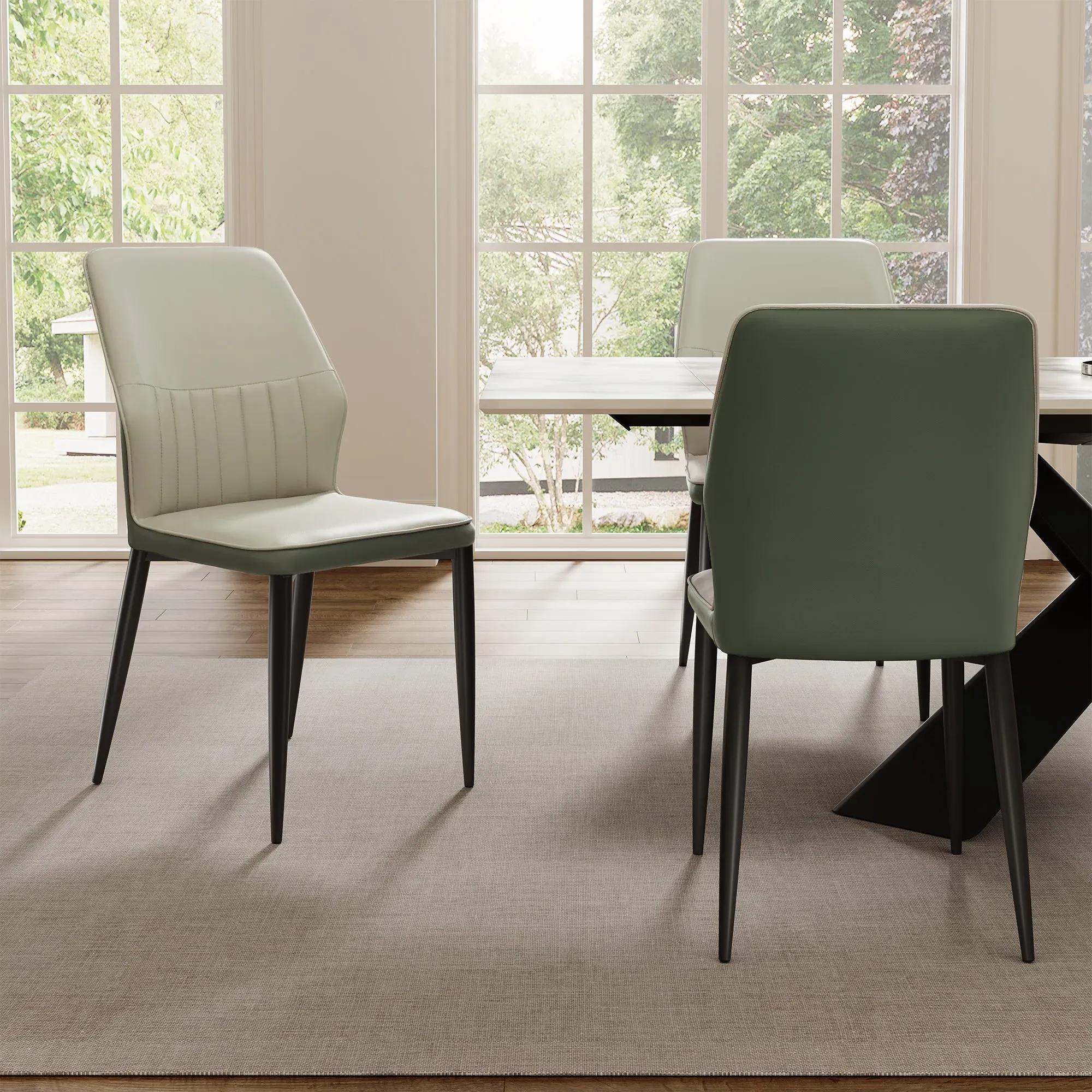 Ember Upholstered Dining Chair Set of 2 - Gray, Bottle Green