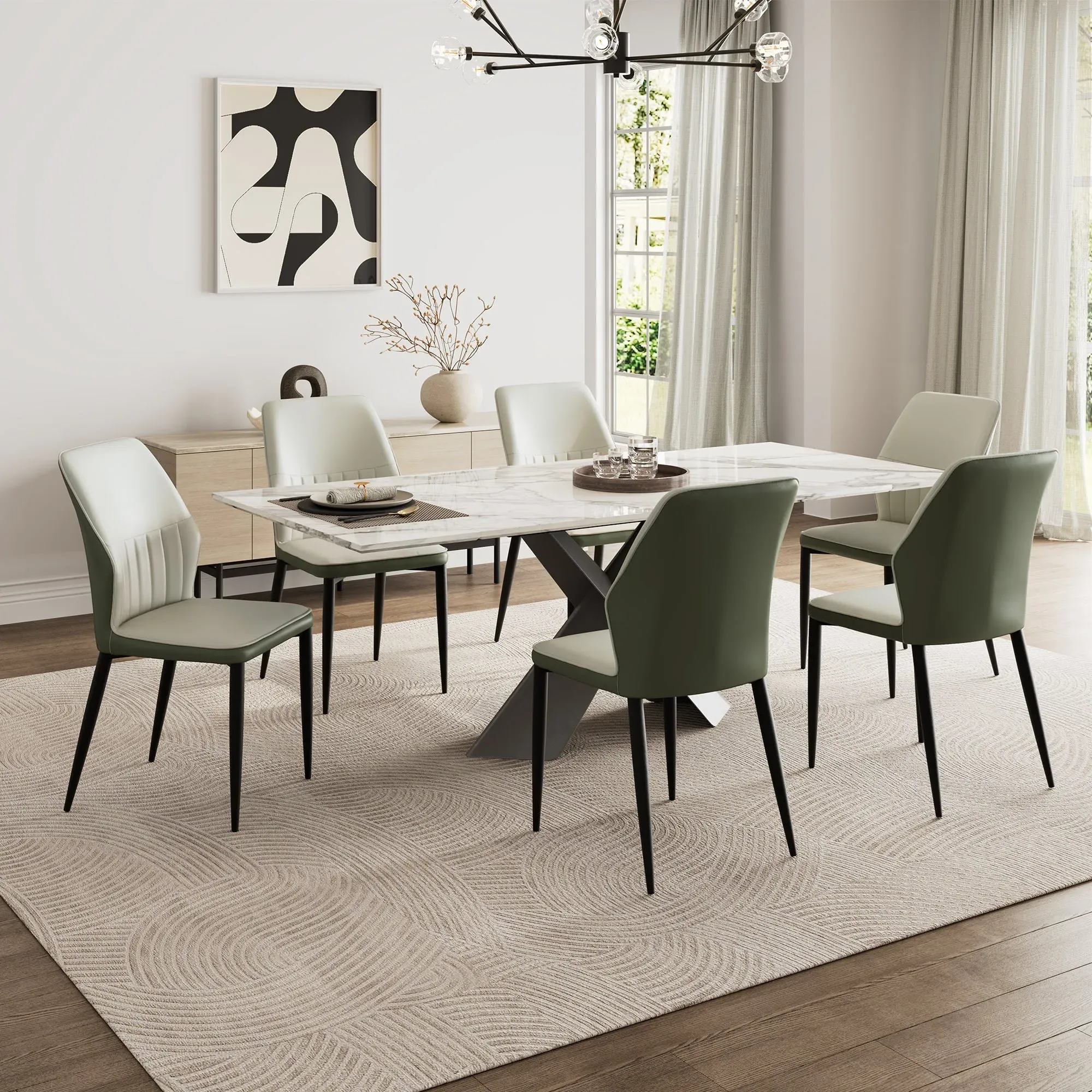 Ember Upholstered Dining Chair Set of 2 - Gray, Bottle Green