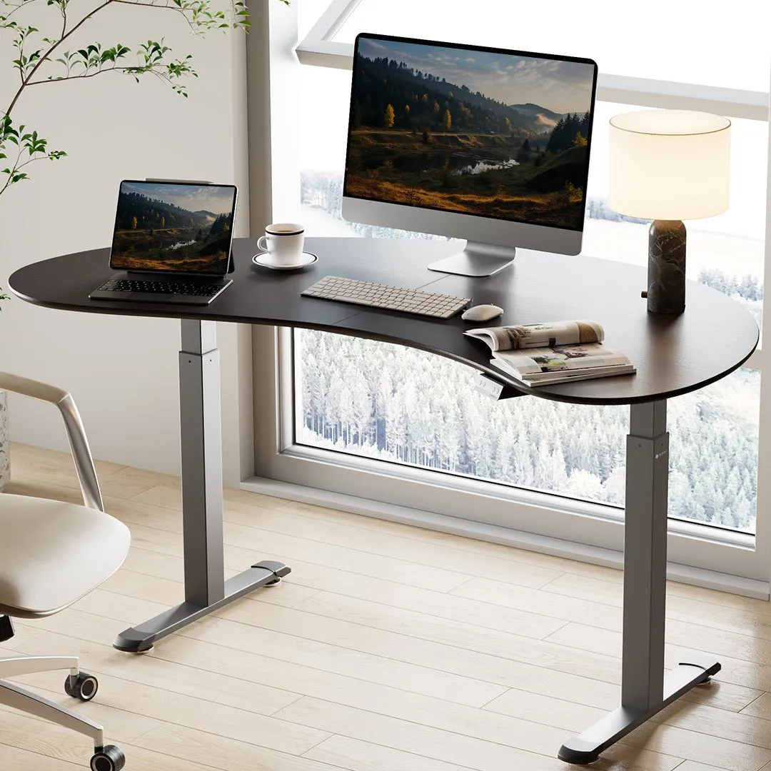 Eureka Cashew Shape Standing Desk Height Adjustable - Oak