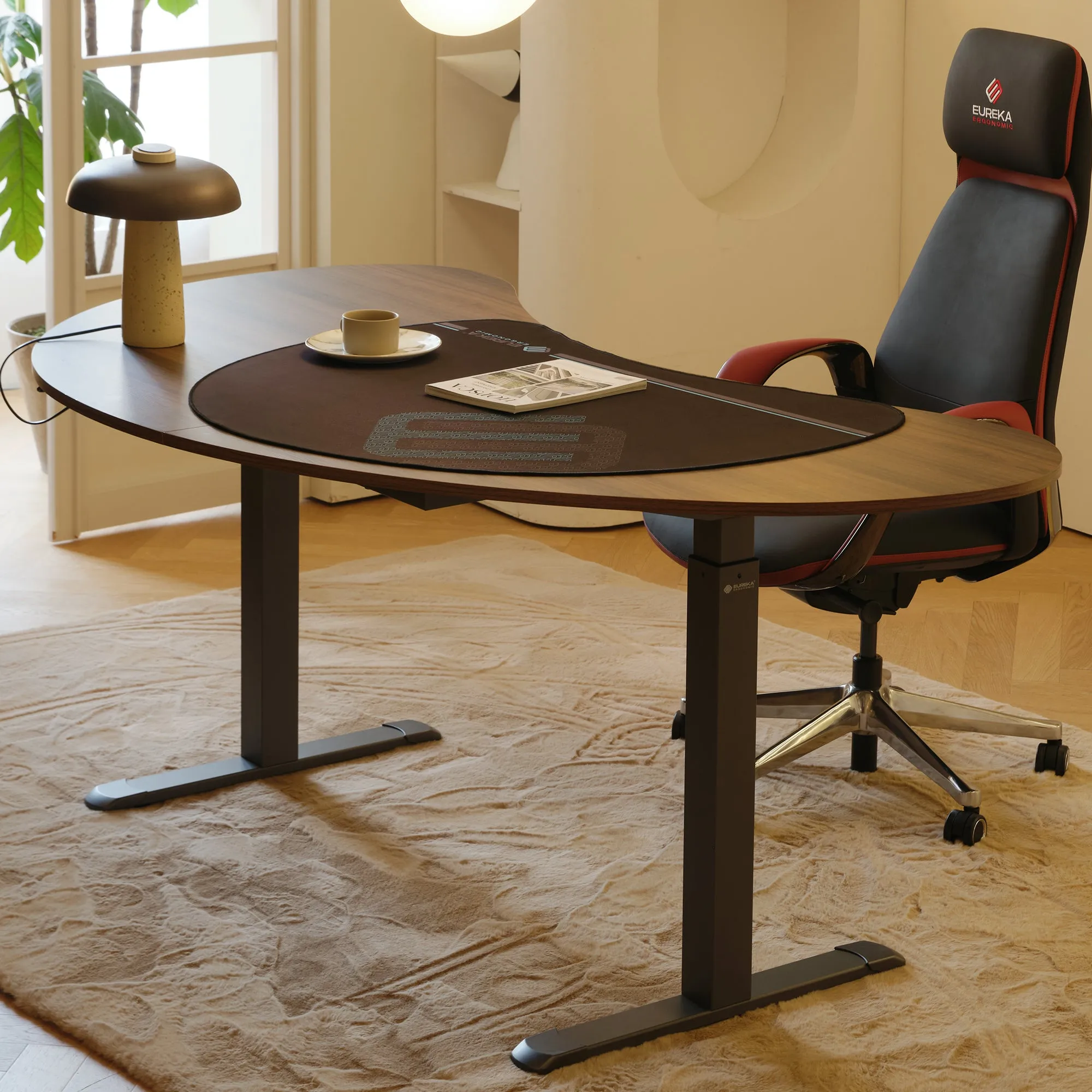 Eureka Cashew Shape Standing Desk Height Adjustable - Walnut