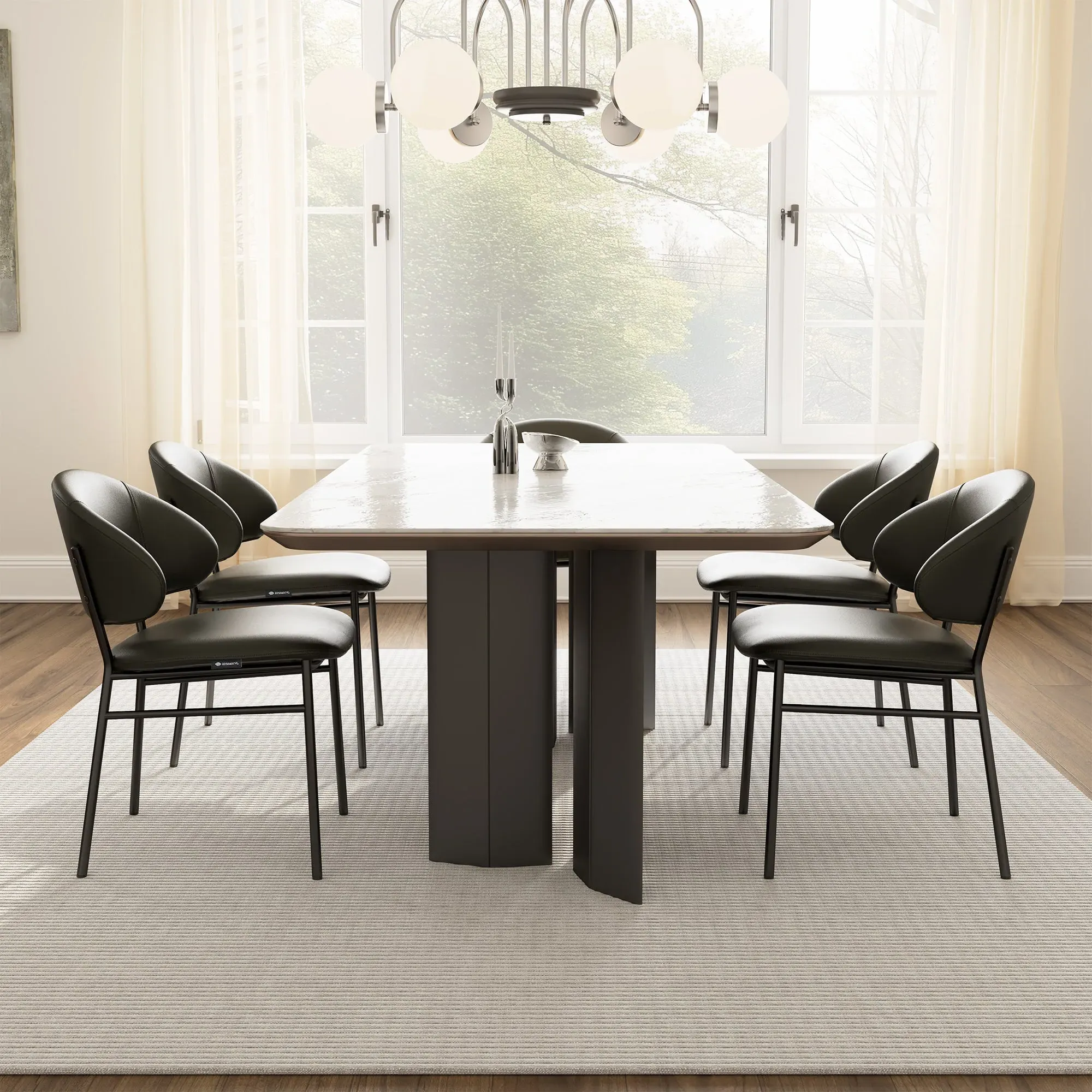 Finn Dining Side Chair - Green, Faux Leather