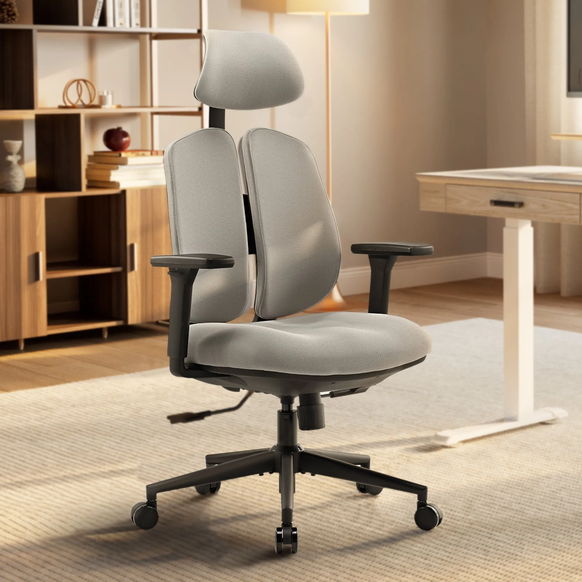 Flex Dual-Backrests Office Chair - Light Gray