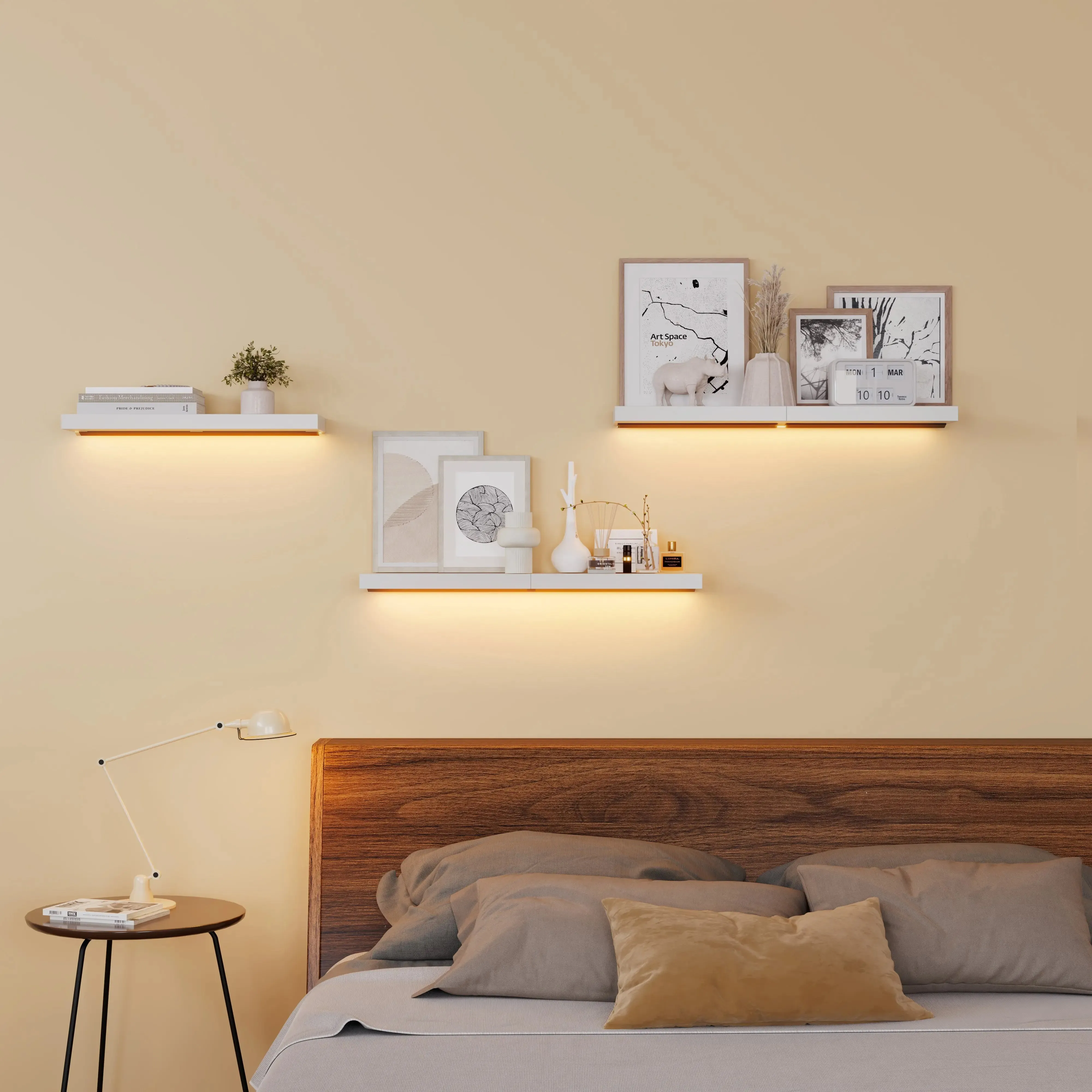 Floating Wall Shelf with Lighting - P2 Particle Board image