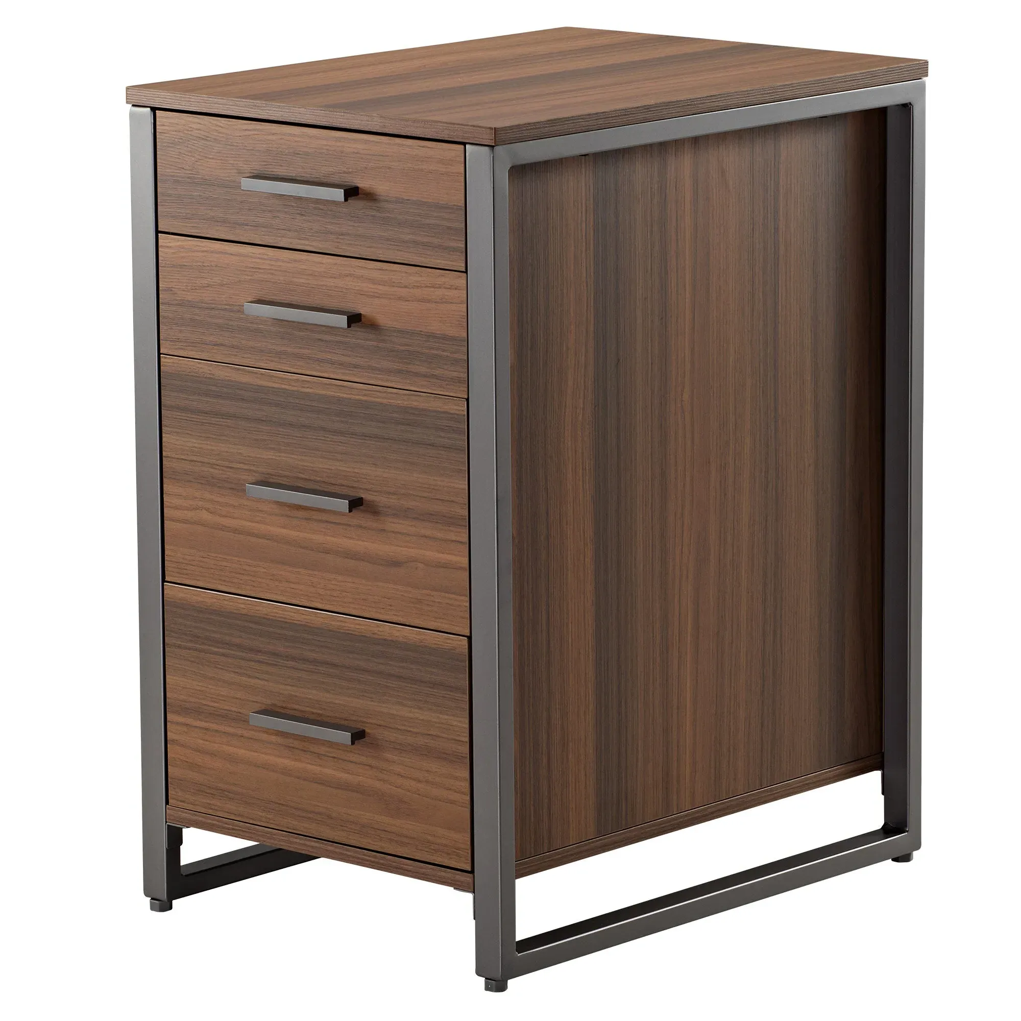 Four-Drawer File Storage Cabinet - Walnut