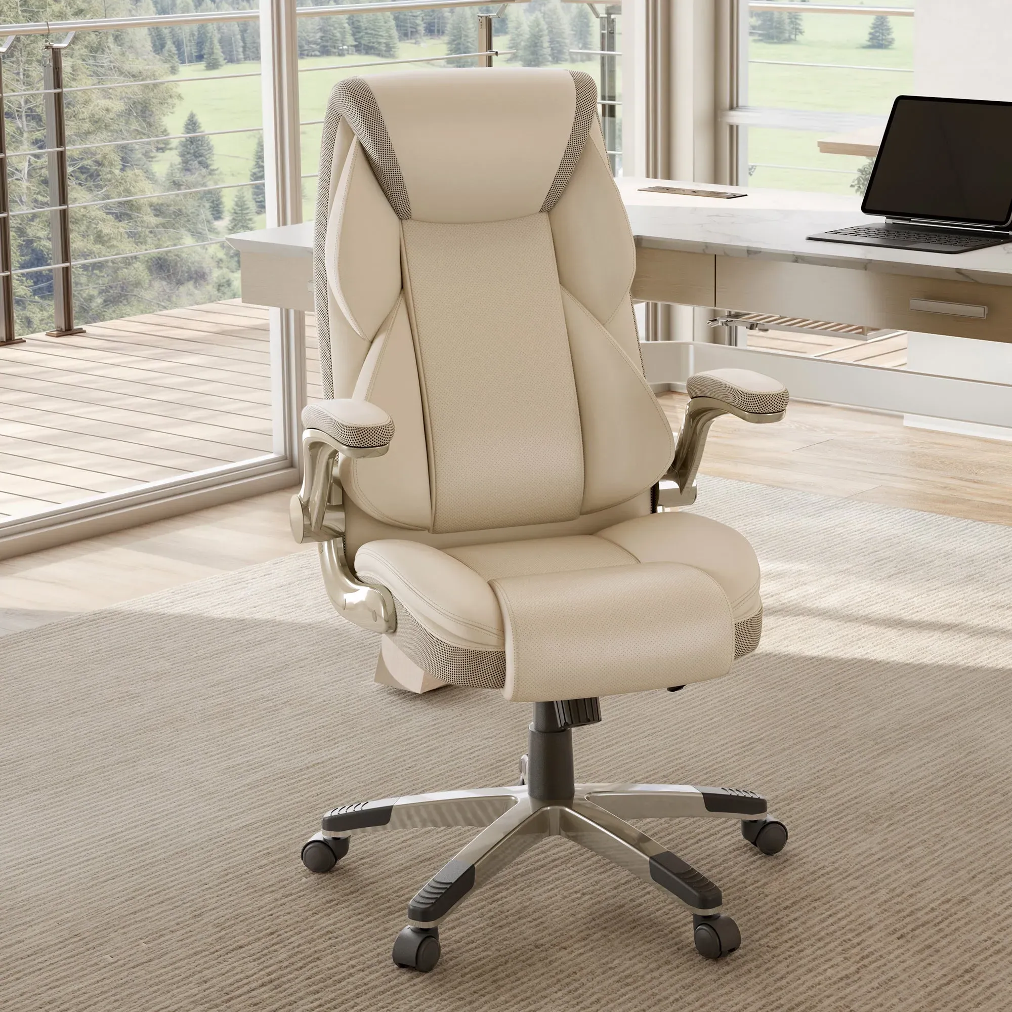 Galene Office Chair - Cream, Faux Leather