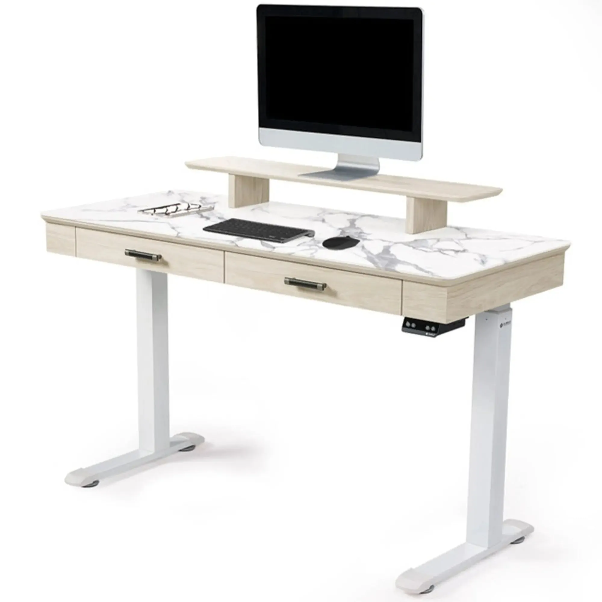 George Slate Standing Desk - White, Artificial Marble