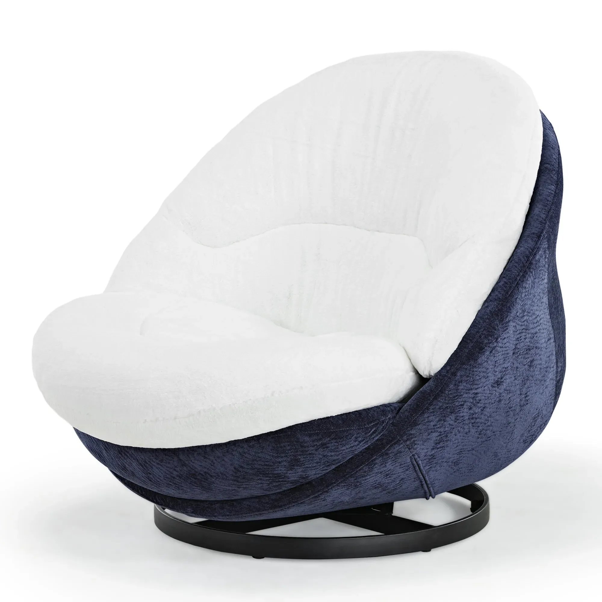 Gloria Swivel Lounge Chair - White, Faux Fur product