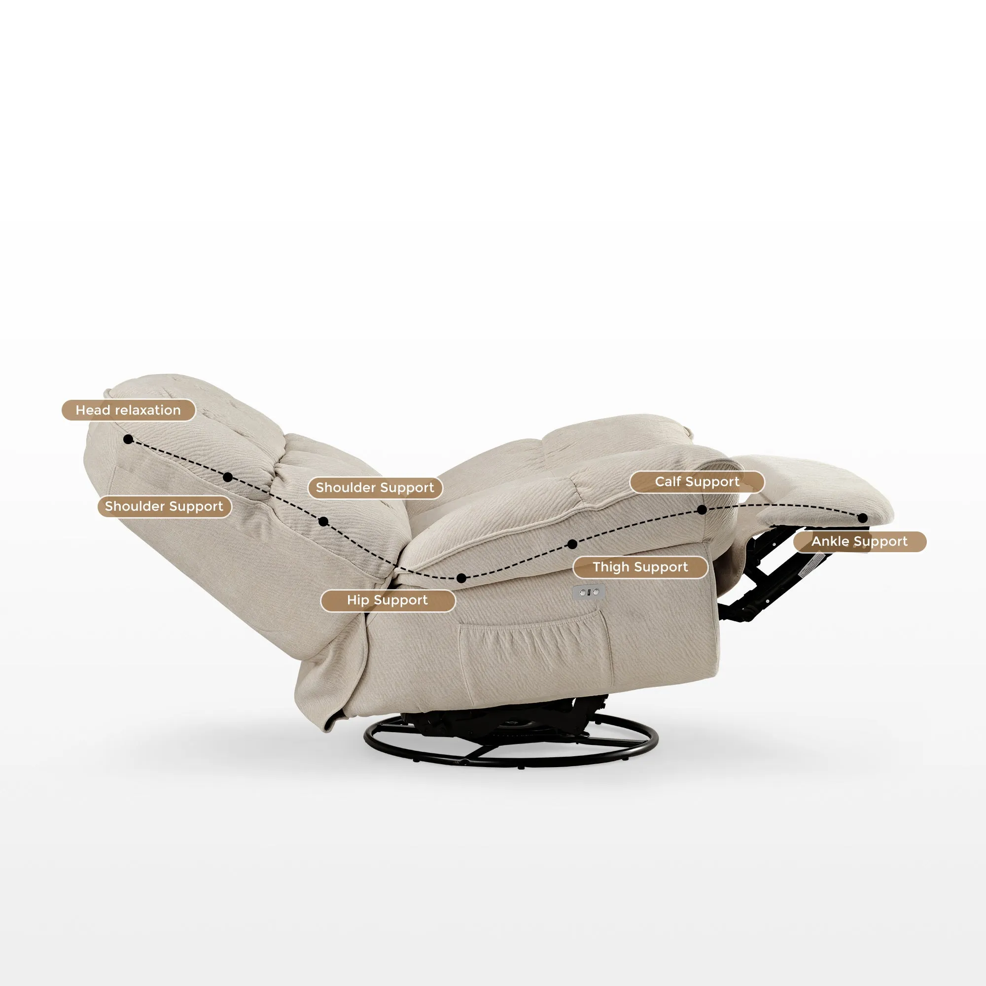 Grayson Power Recliner Chair Rocking Swivel with Storage