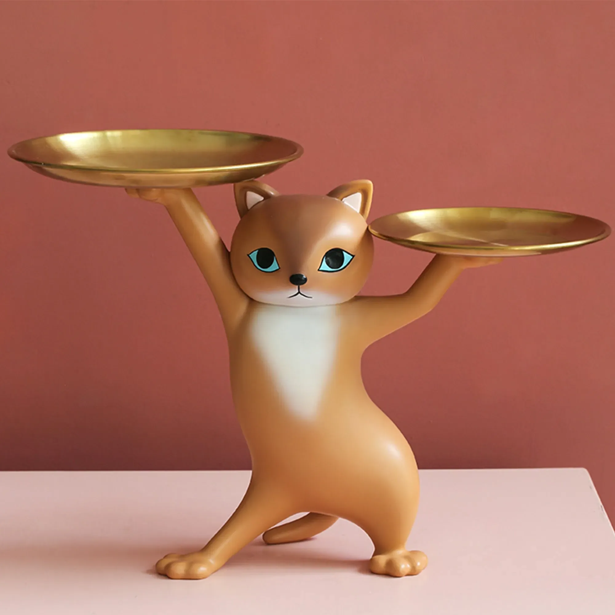 HD-17 Cat Storage Ornament - Brown, Resin image