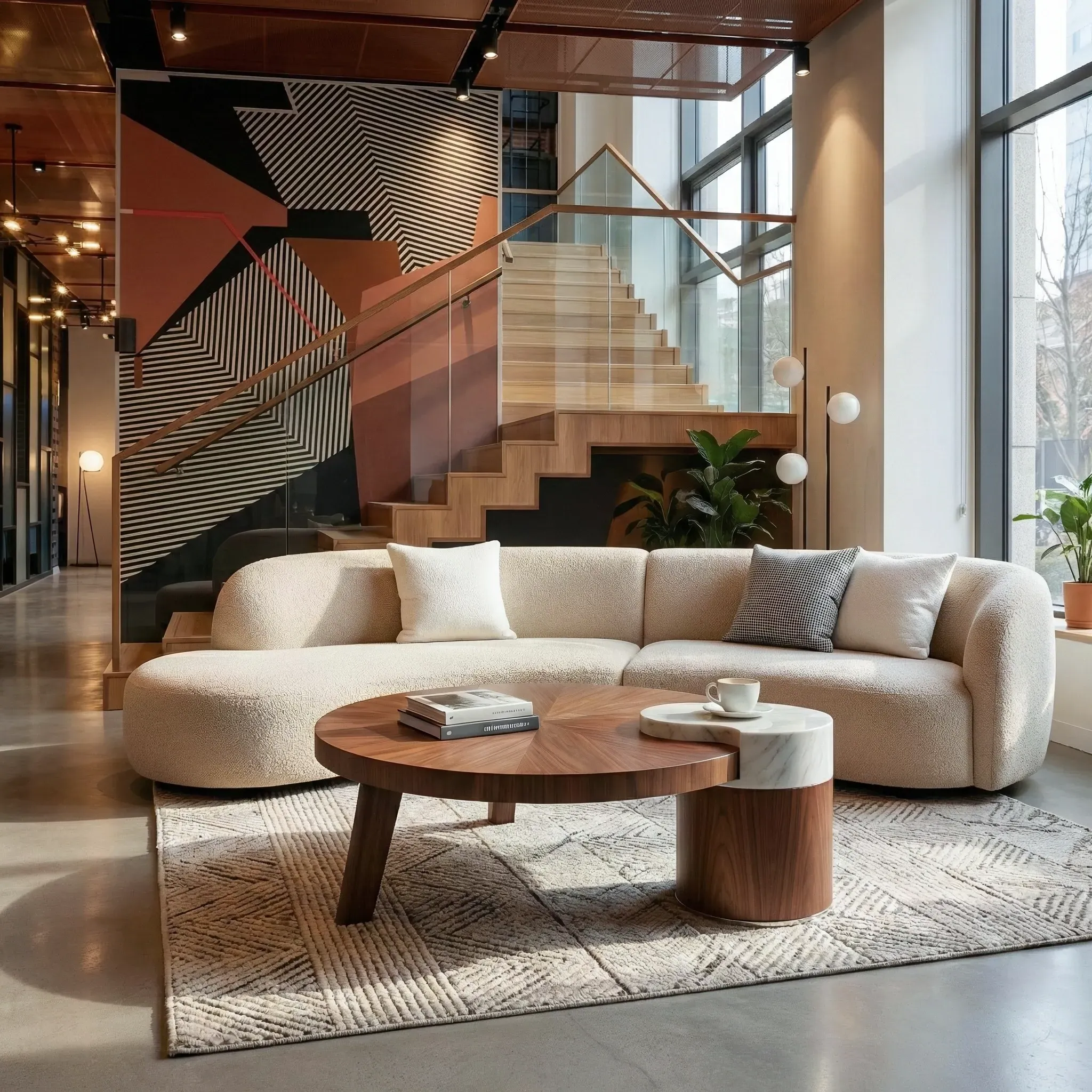 Irregular Round Solid Wood Coffee Table - Walnut alternate view
