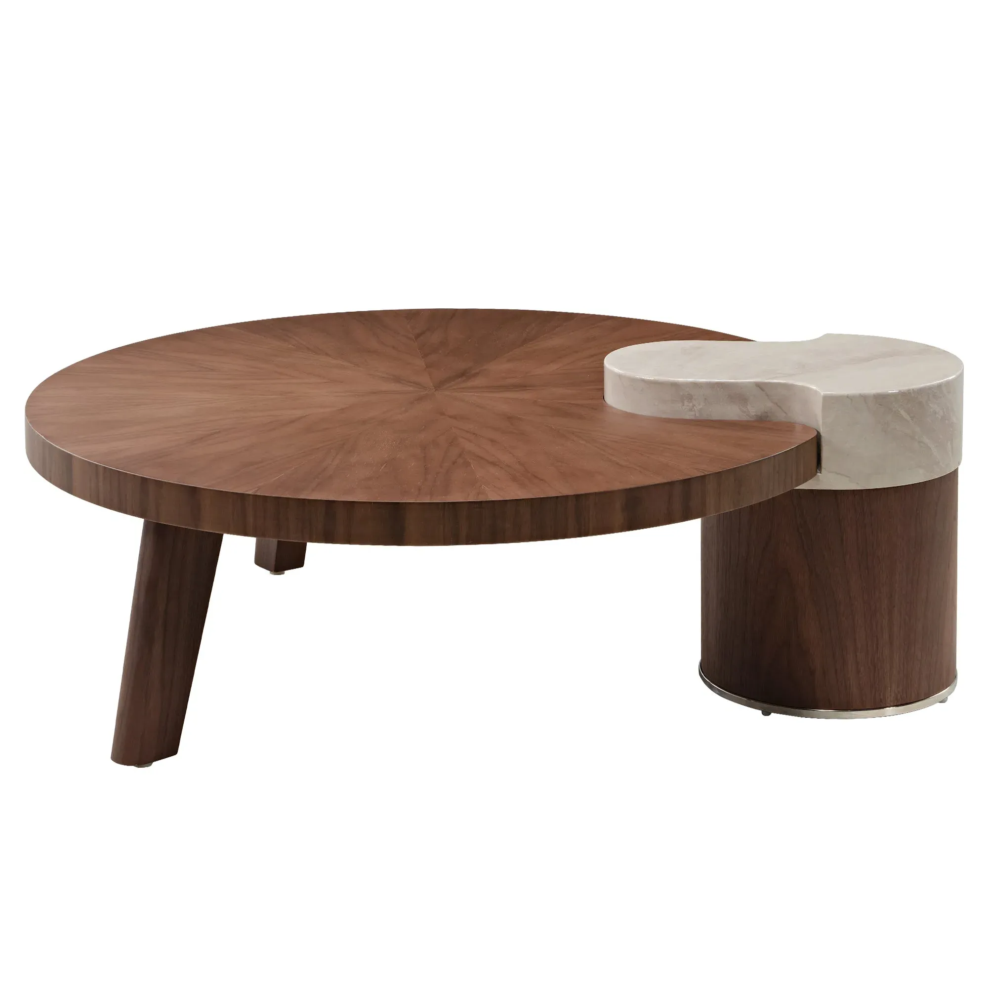 Irregular Round Solid Wood Coffee Table - Walnut product