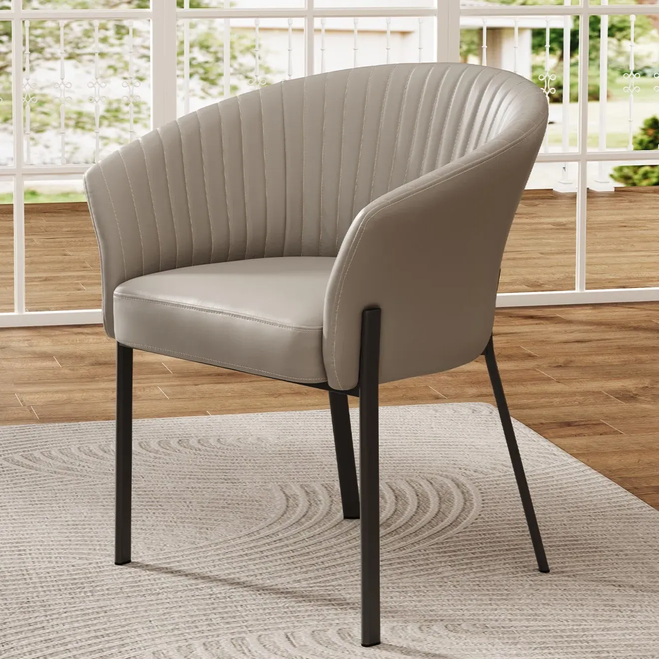 Jade Upholstered Arm Dining Chair - Dark Gray