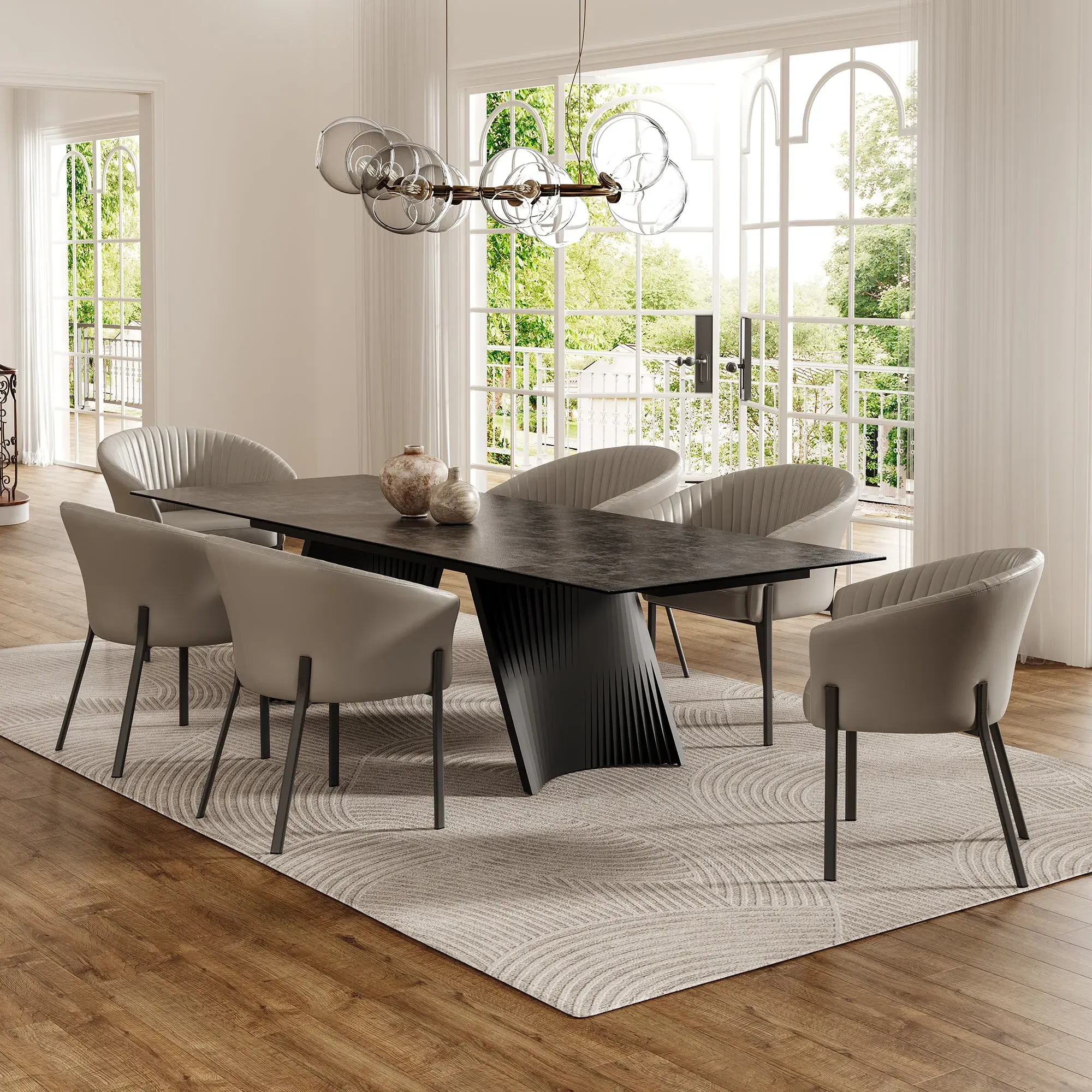 Jade Upholstered Arm Dining Chair - Dark Gray