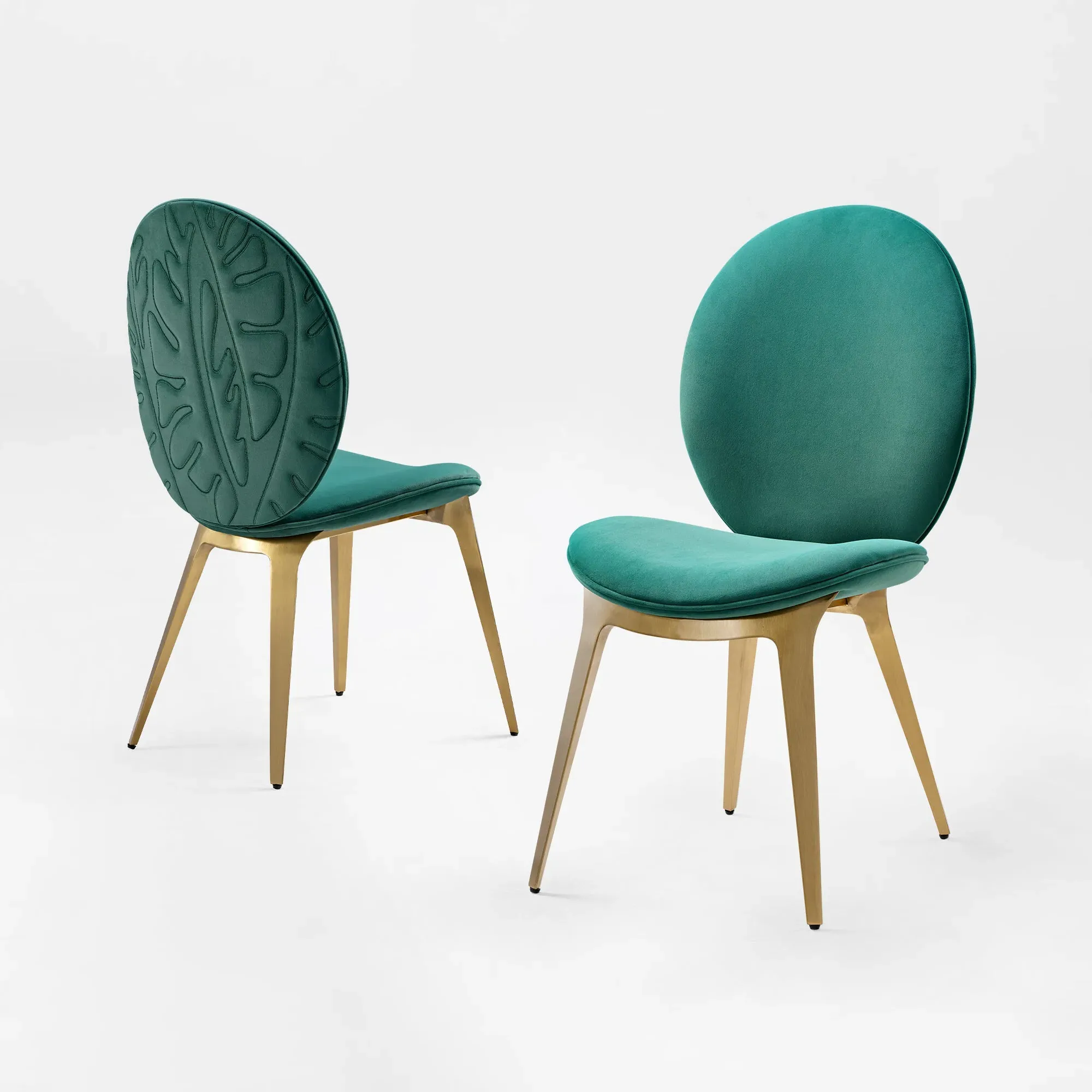 Kataleah Set of 2 Dining Side Chairs - Green, Velvet product