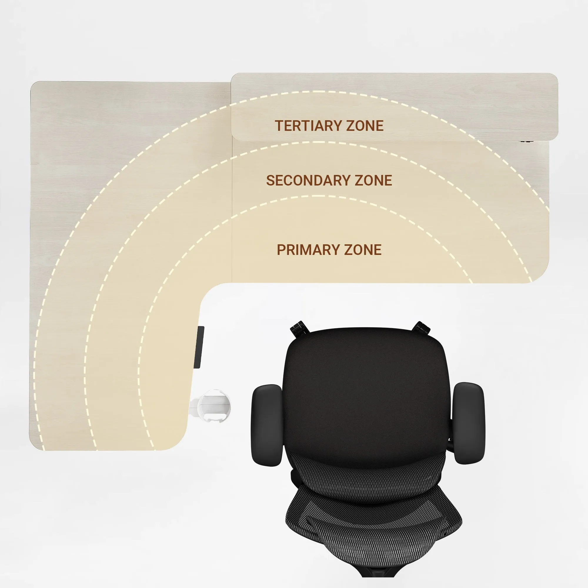 L-Shaped Standing Desk with Accessories - Maple