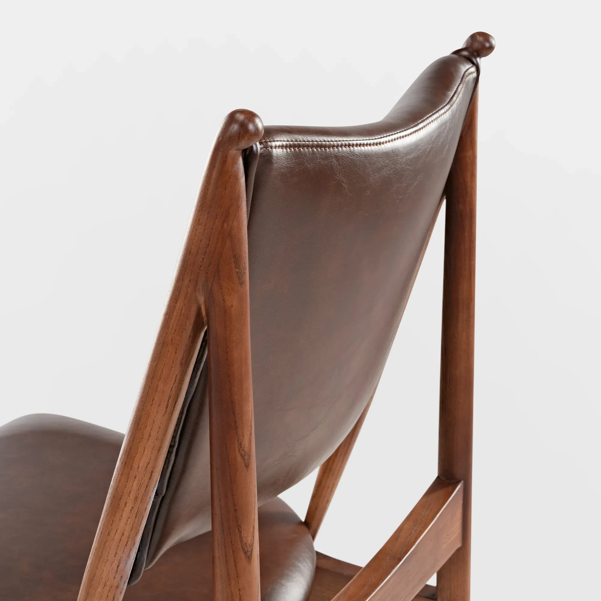 Lavish Solid Wood Dining Side Chairs Set of 2 - Brown, Leather