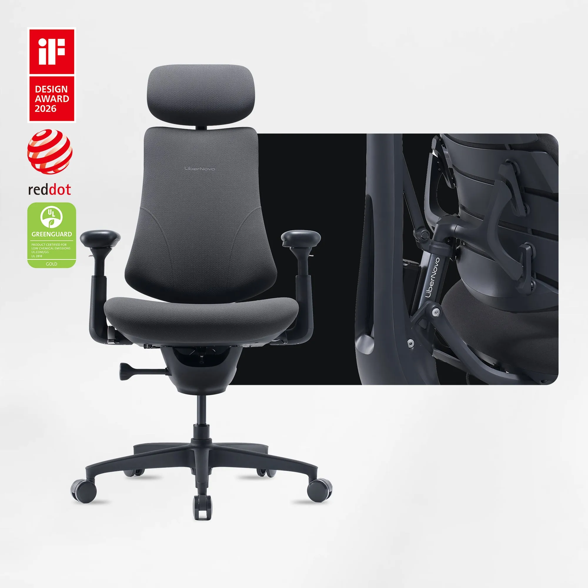 LiberNovo Omni Gen Ergonomic Office Chair - Midnight Black by Eureka Ergonomic