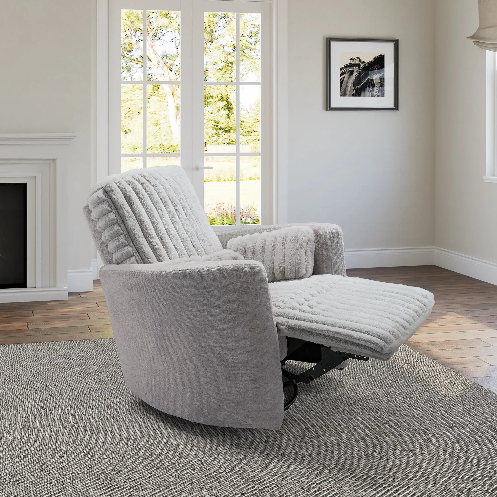 Lucia Swivel Rocking Manual Recliner - White