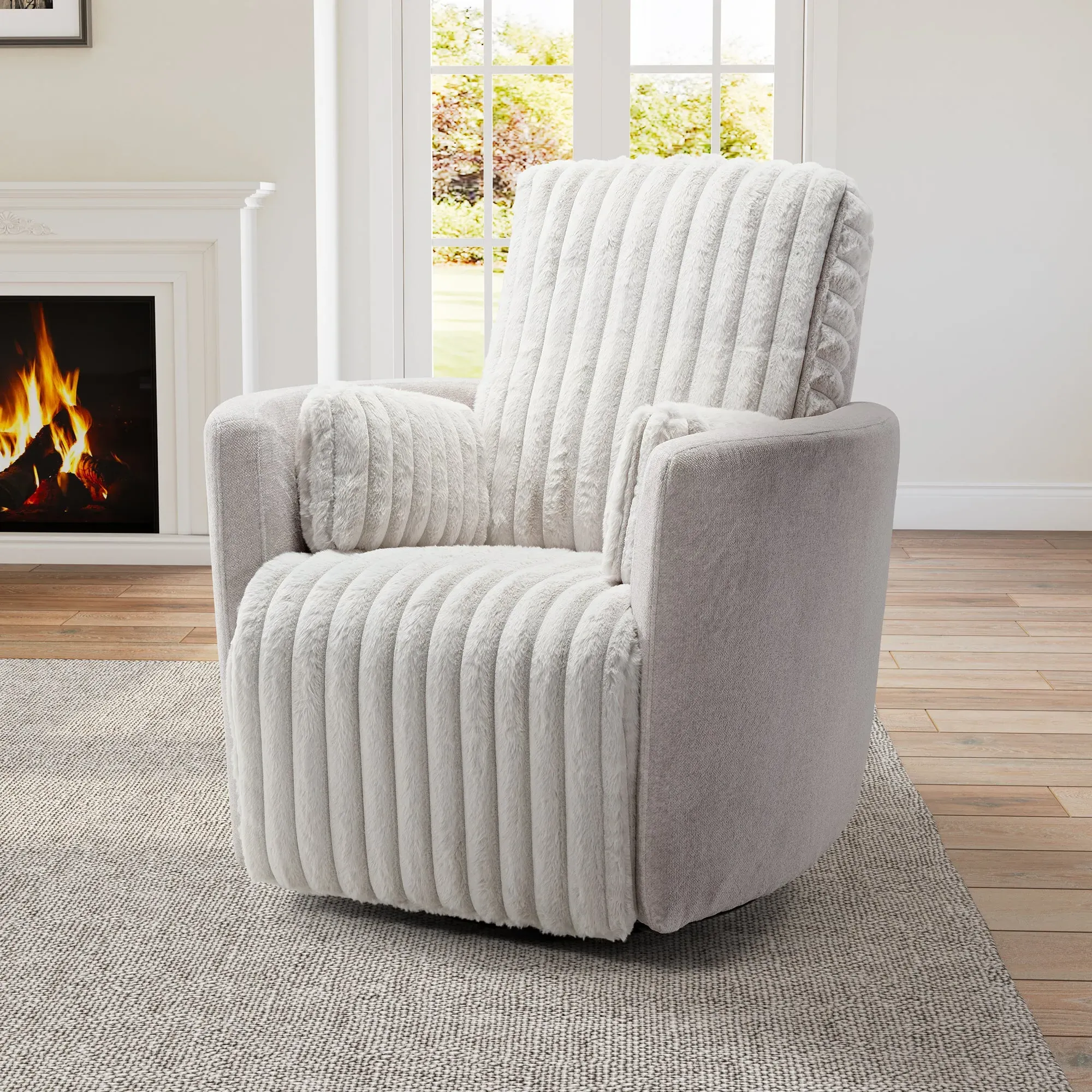 Lucia Swivel Rocking Manual Recliner - White image