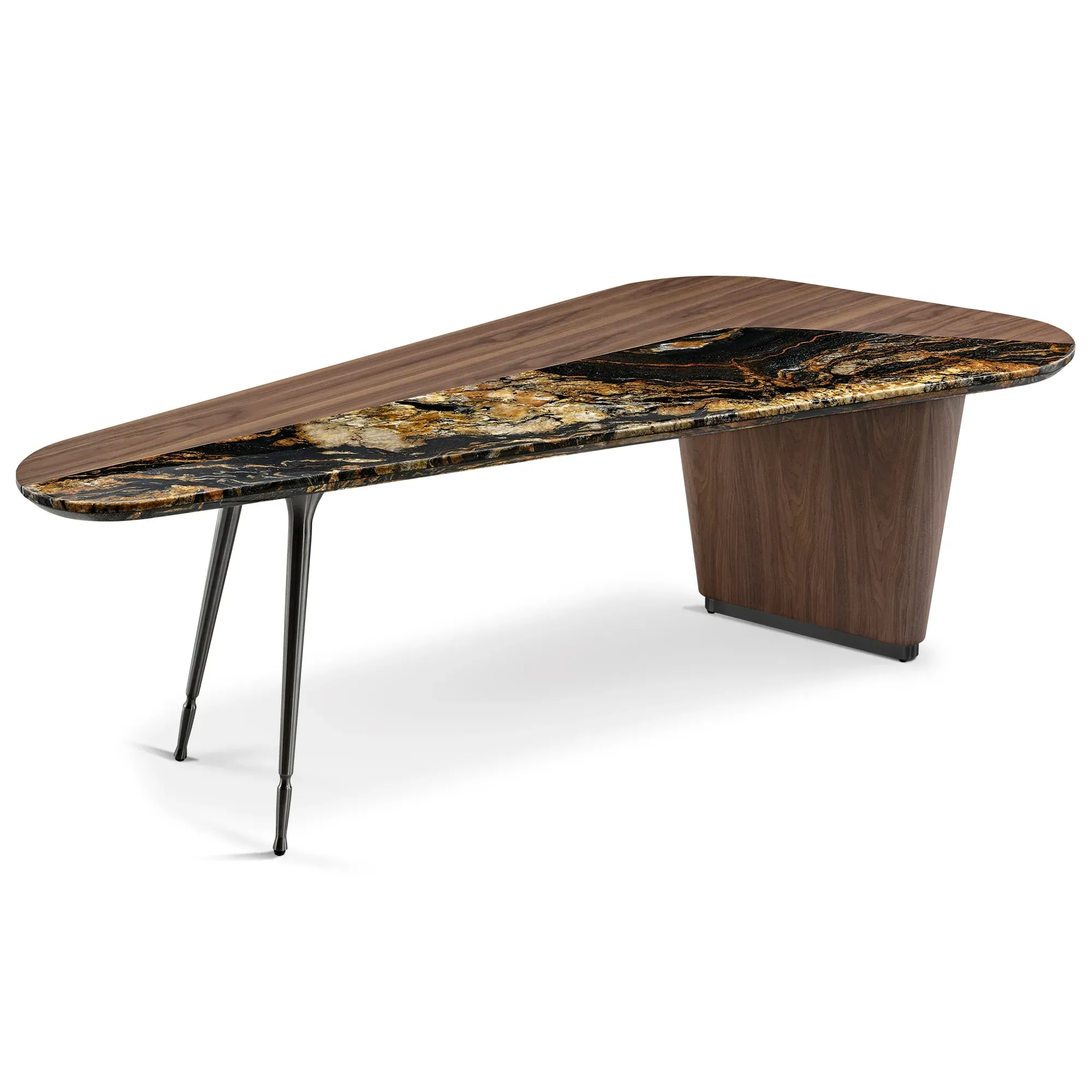Magma Office Desk - Natural Marble, Wood
