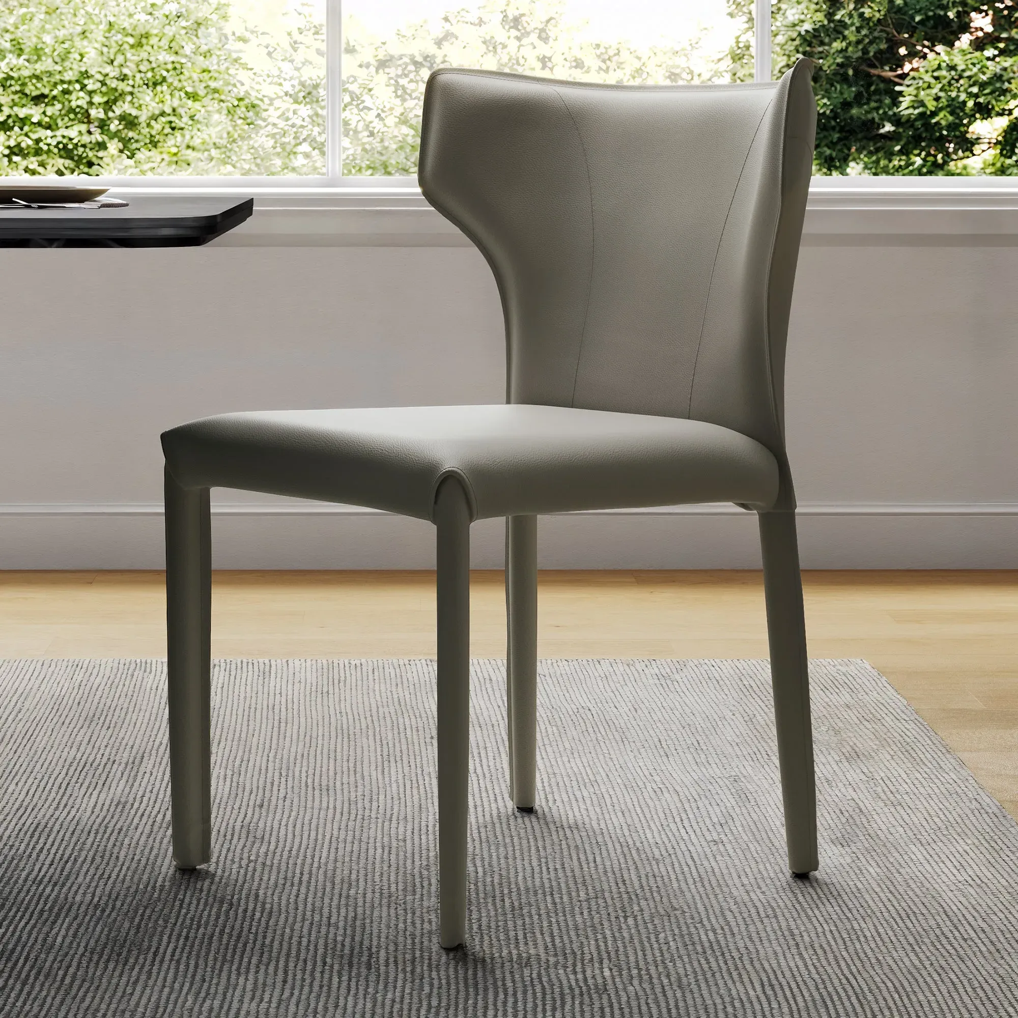 Majestic Dining Side Chairs Set of 2 - Gray, Leather