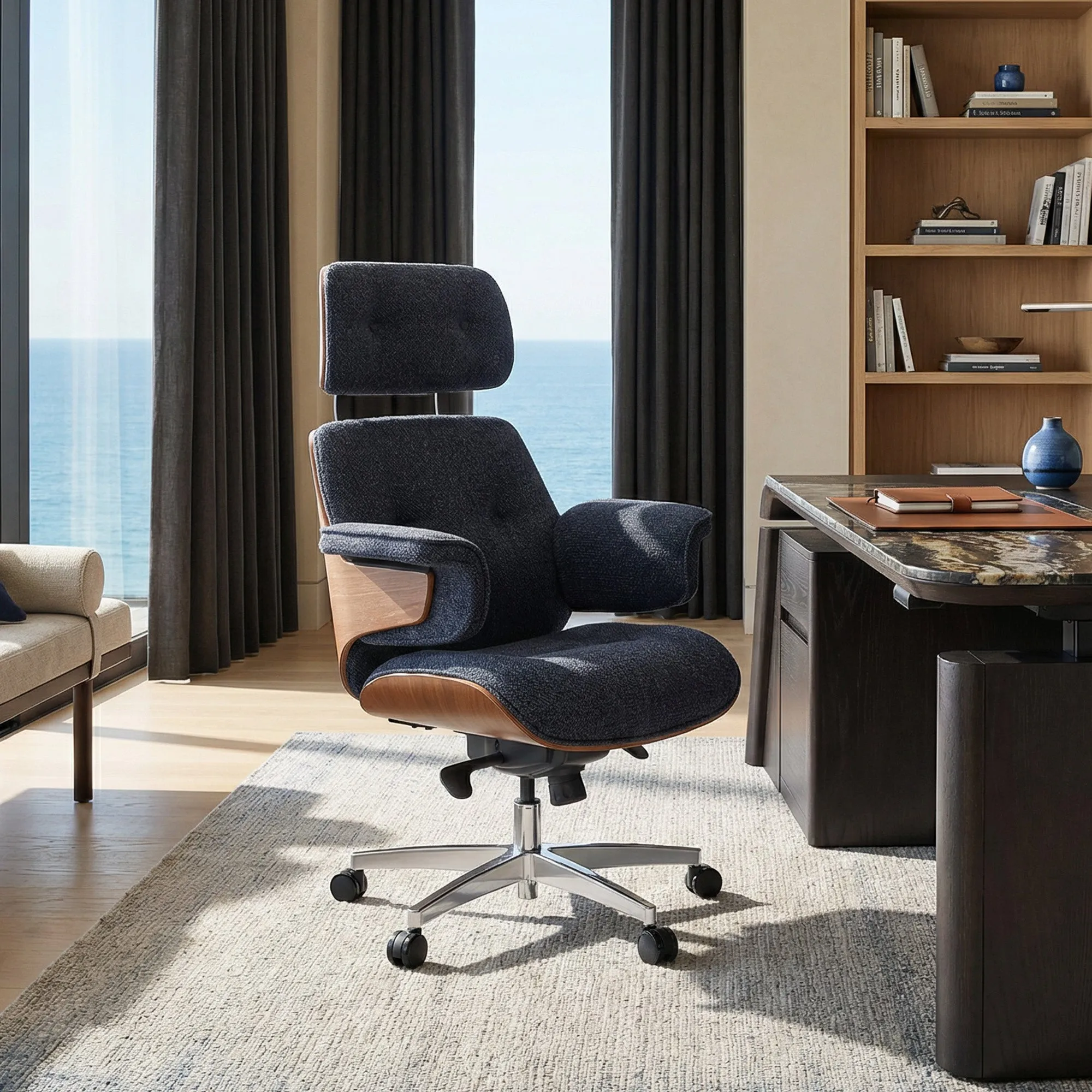 Mathias Executive Office Chair Standard - Navy Blue, Fabric product