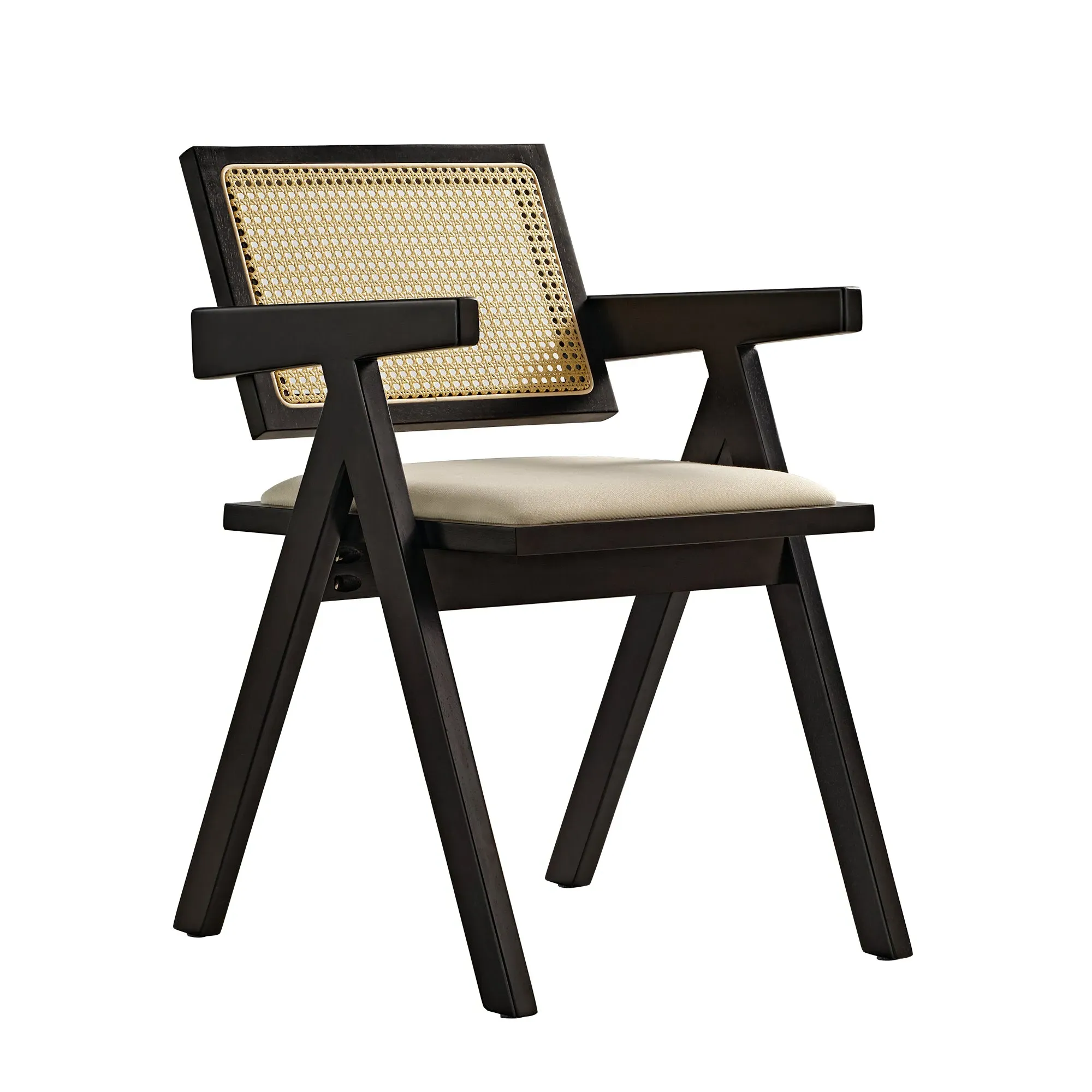 Mila Rattan Dining Chairs Set of 2 - Black, Rubber Wood image