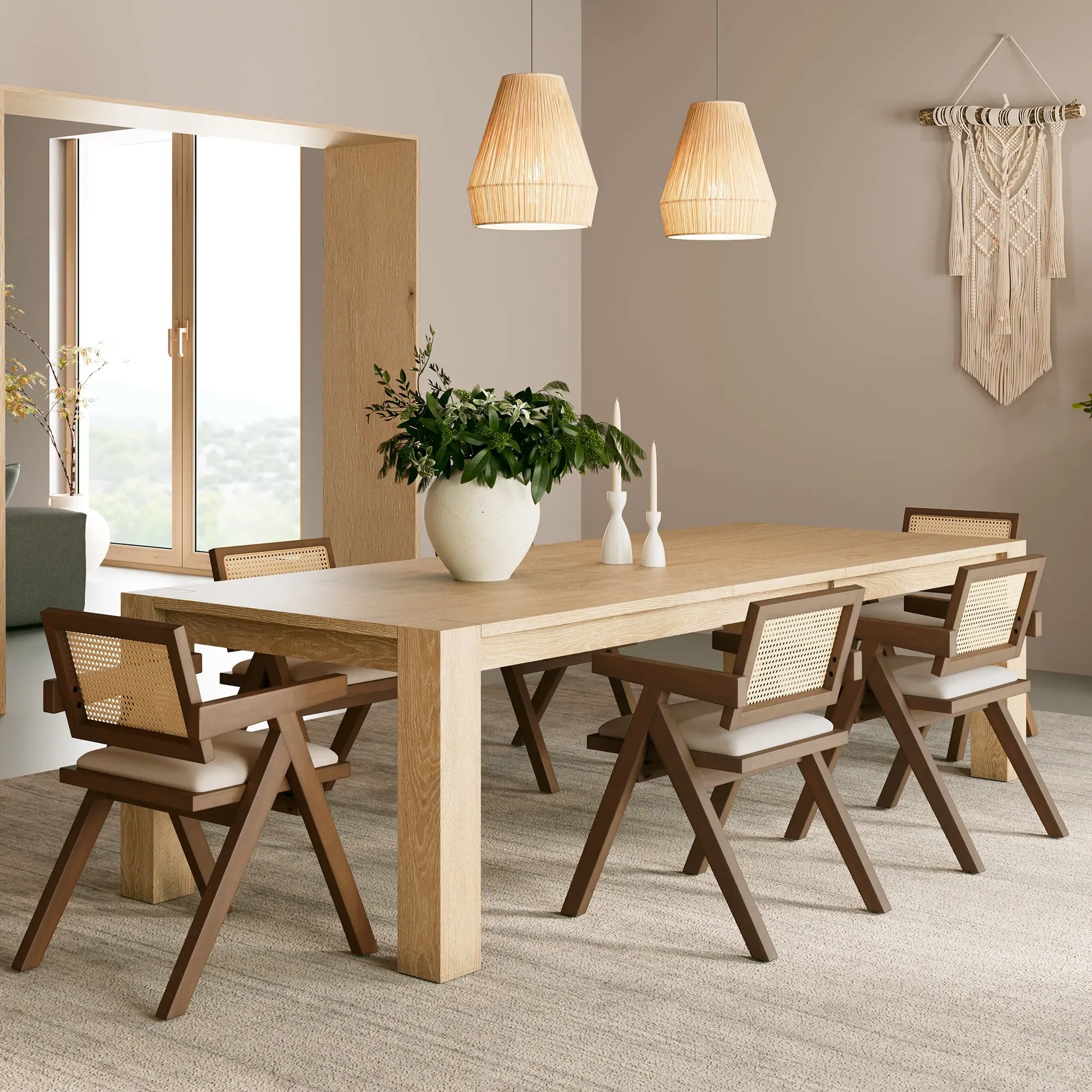 Mila Rattan Dining Chairs Set of 2 - Rubber Wood