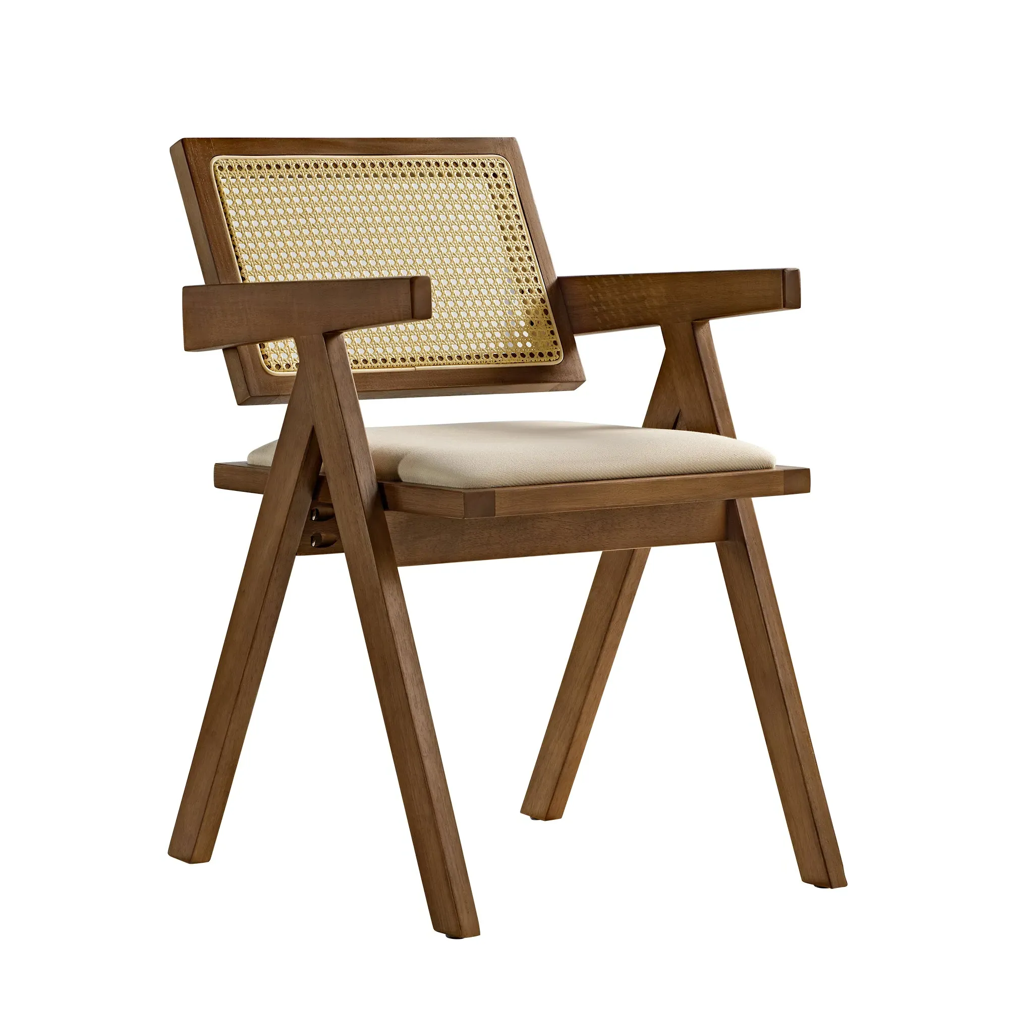 Mila Rattan Dining Chairs Set of 2 - Walnut, Rubber Wood