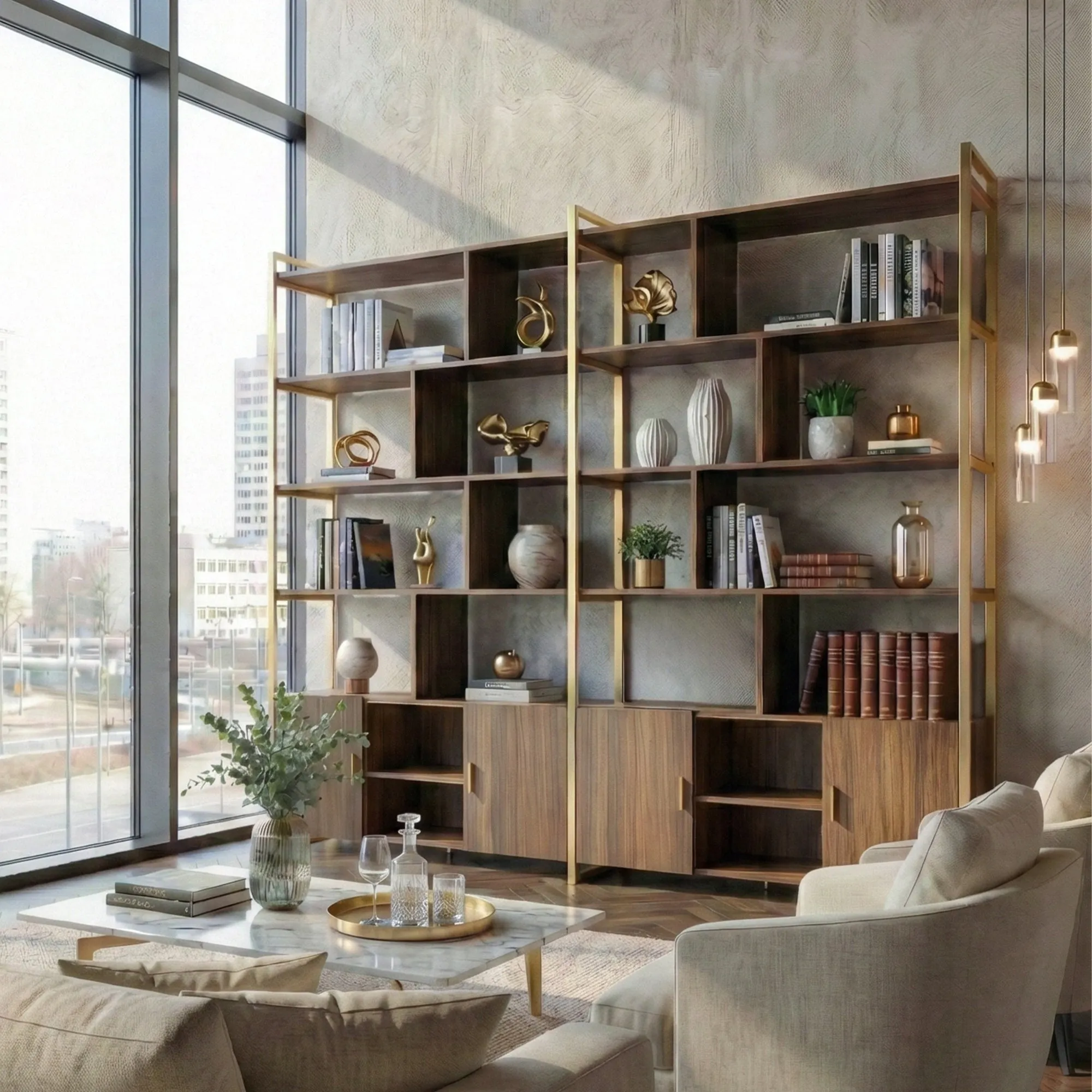 Napa Bookcase Cabinet with Adjustable Shelves - Wood alternate view