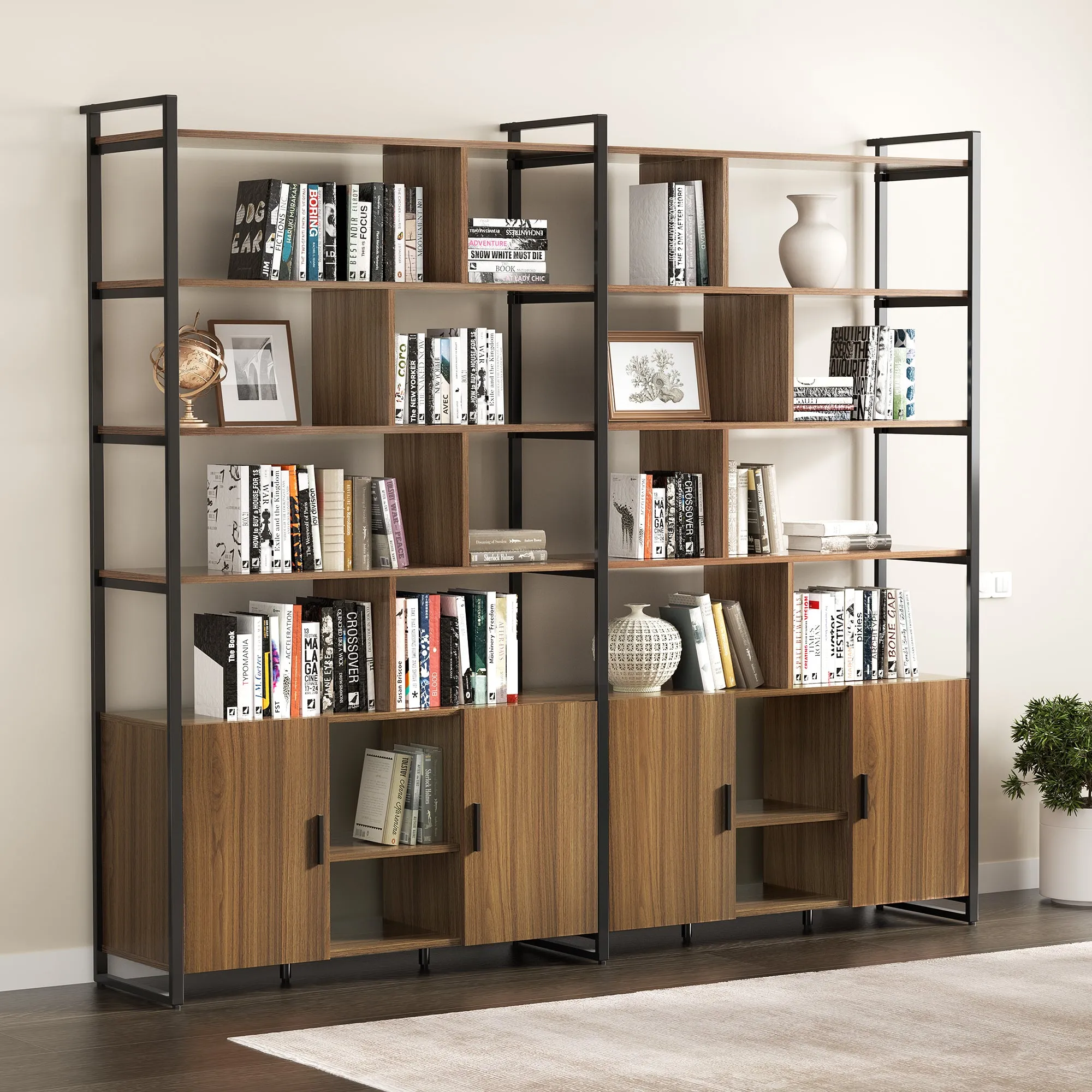 Napa Wood Bookcase with Storage