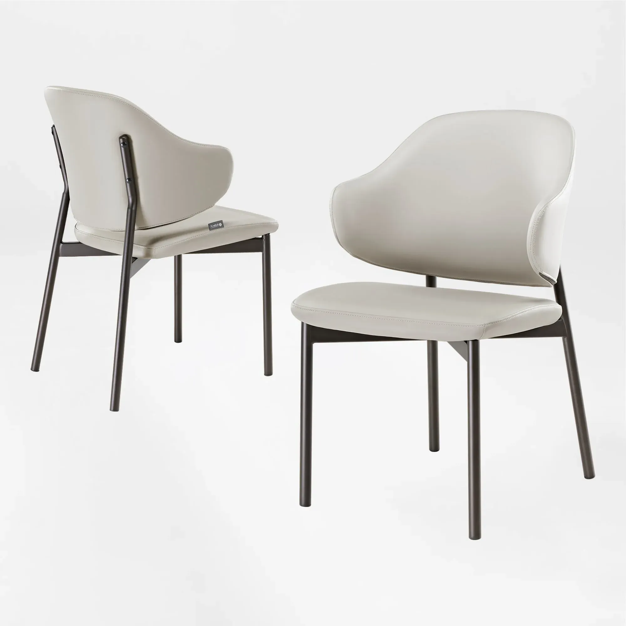 Noble Upholstered Dining Side Chairs Set of 2 - Grey, Faux Leather product