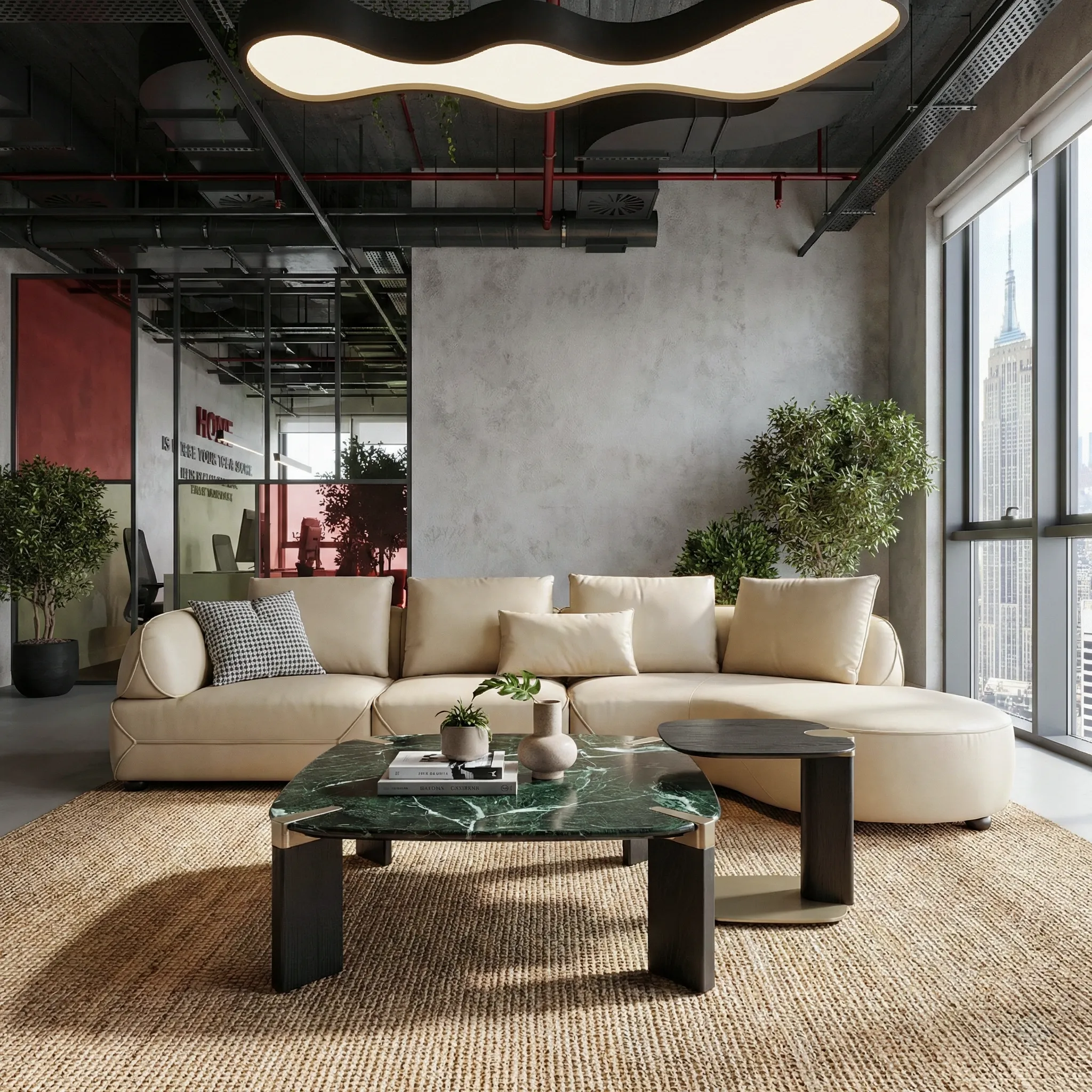 Prada Rectangle Coffee Table with Side Table Set - Green, Marble alternate view