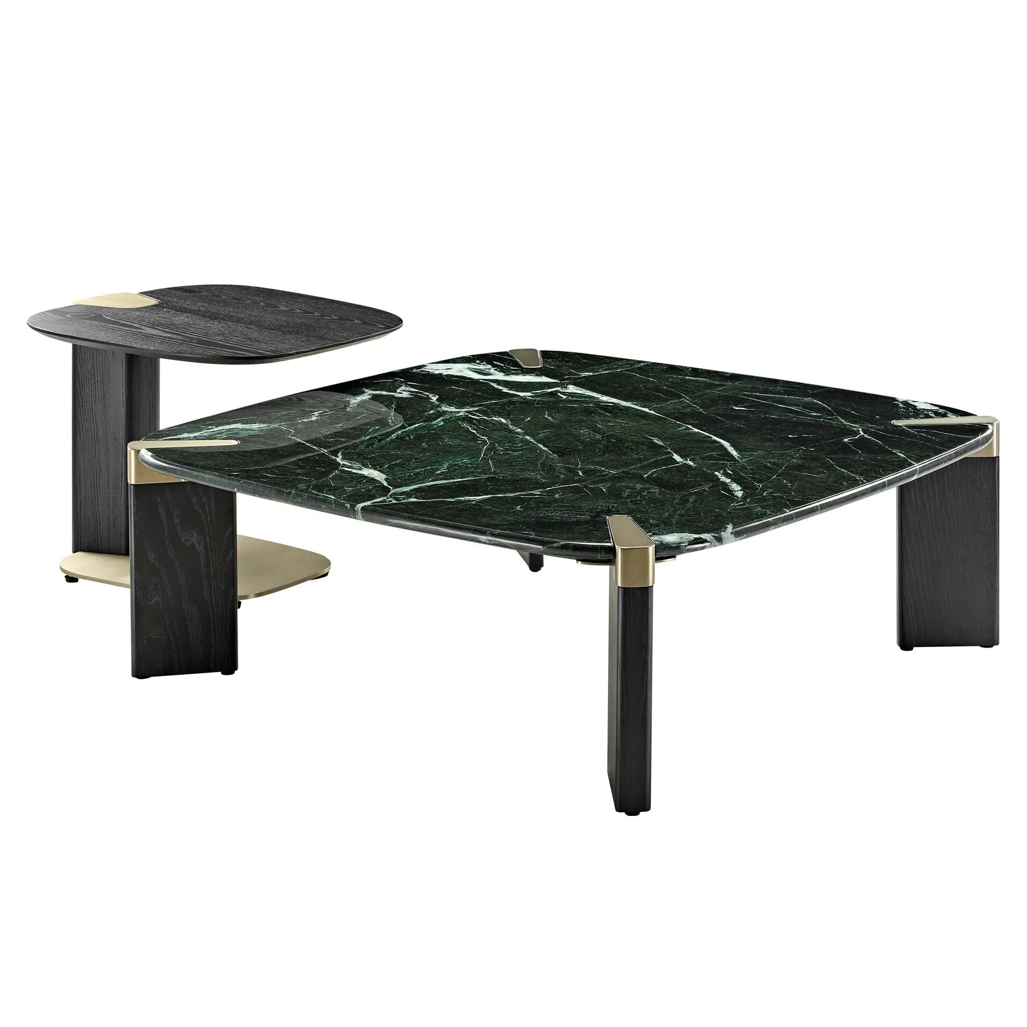 Prada Rectangle Coffee Table with Side Table Set - Marble