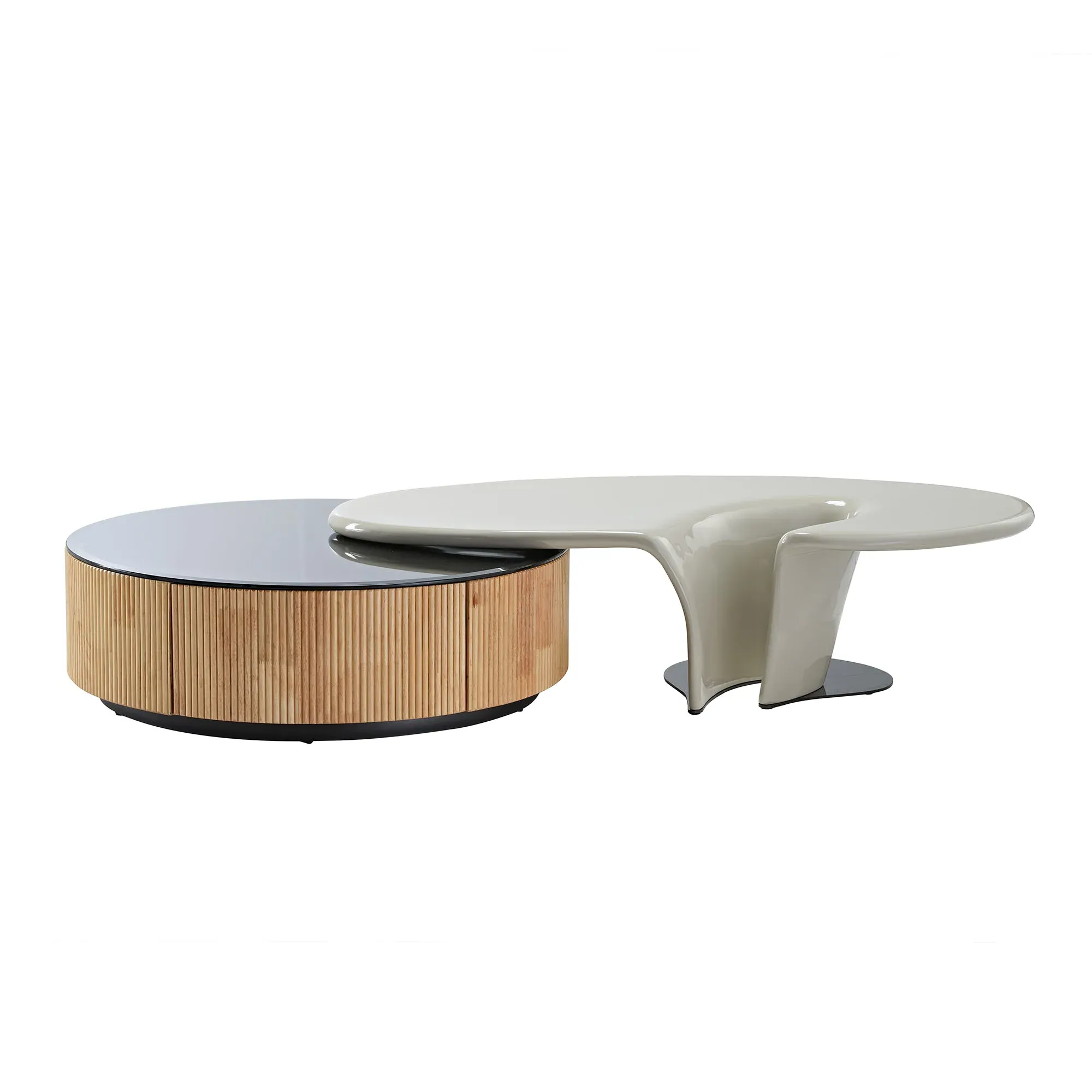 Round Coffee Table & Side Table Set - White, Black product