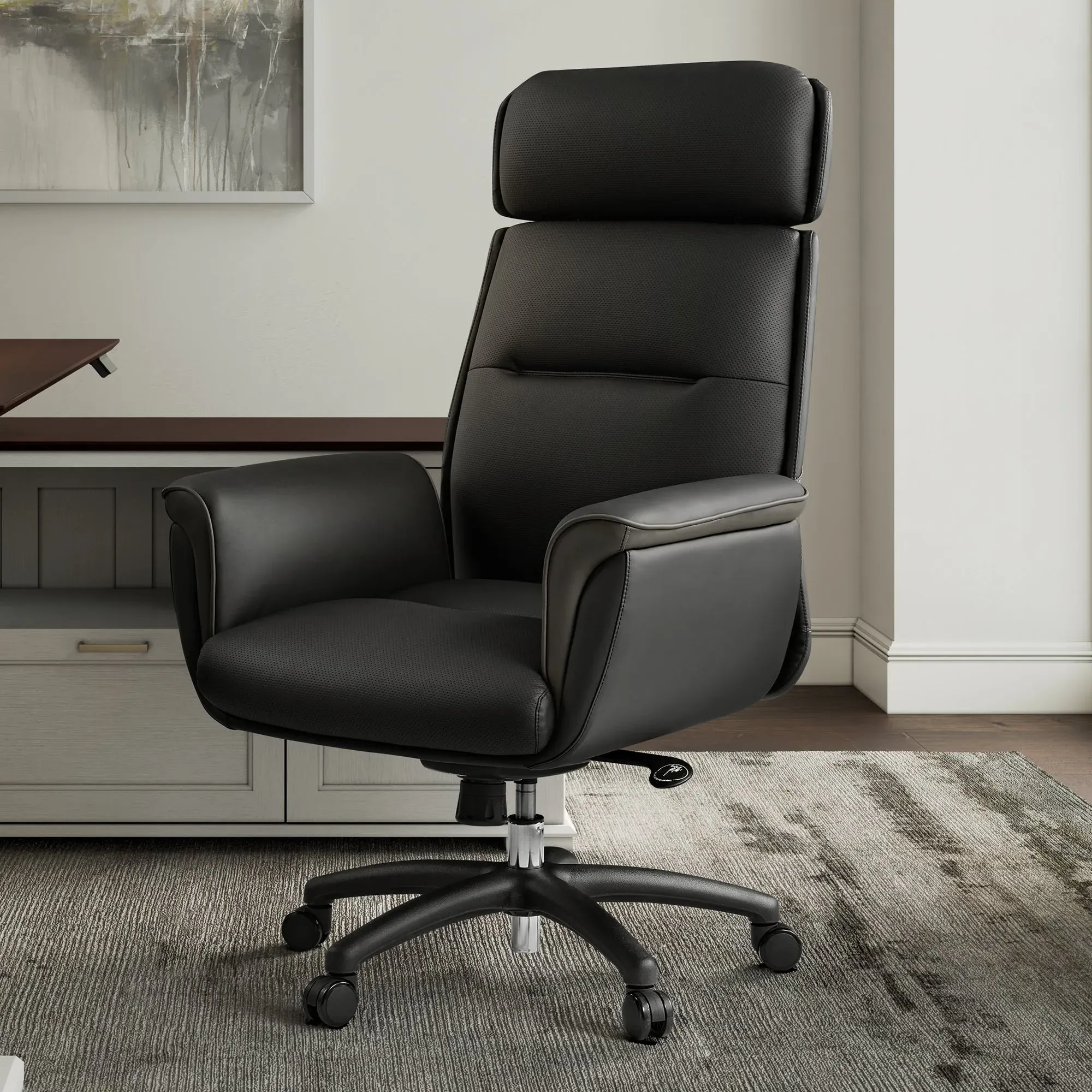 Royal Executive Office Chair with Headrest - Black, Microfiber