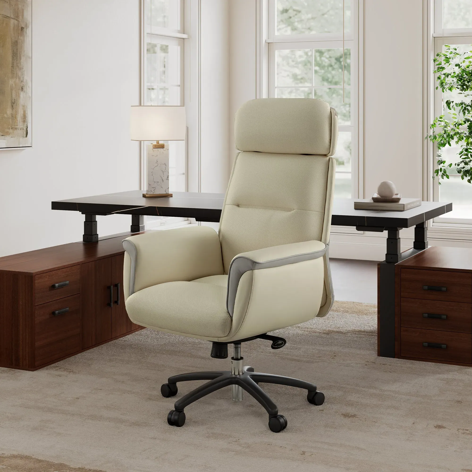 Royal Executive Office Chair with Headrest - Microfiber