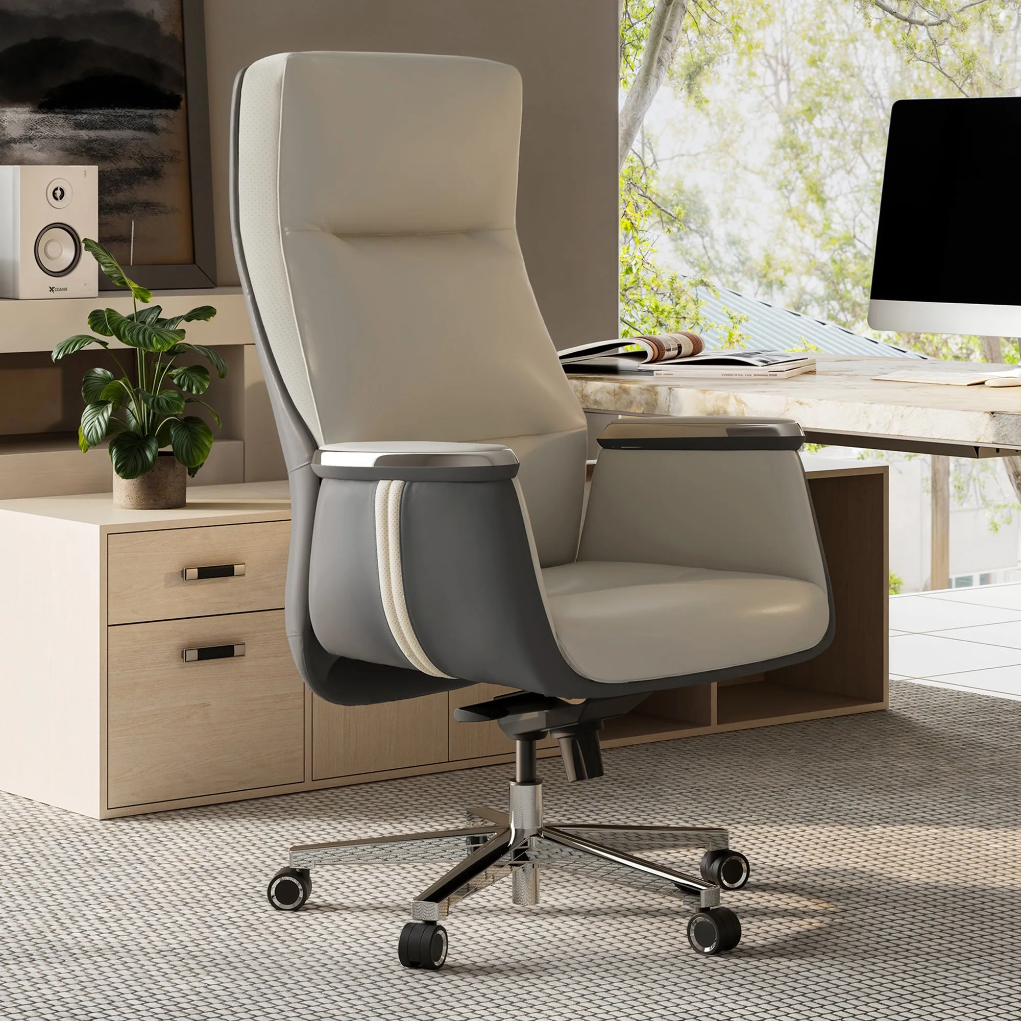 Royal II Executive Office Chair with Lumbar Support - Leather
