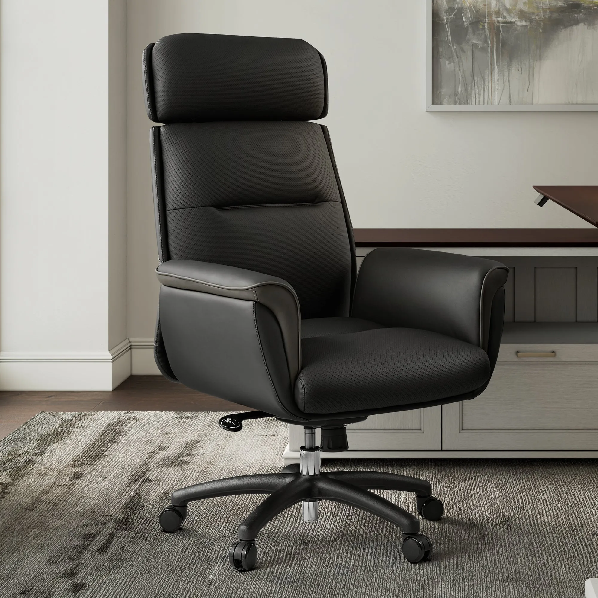 Royal Reclining Executive Office Chair - Black, Microfiber Leather by Eureka Ergonomic