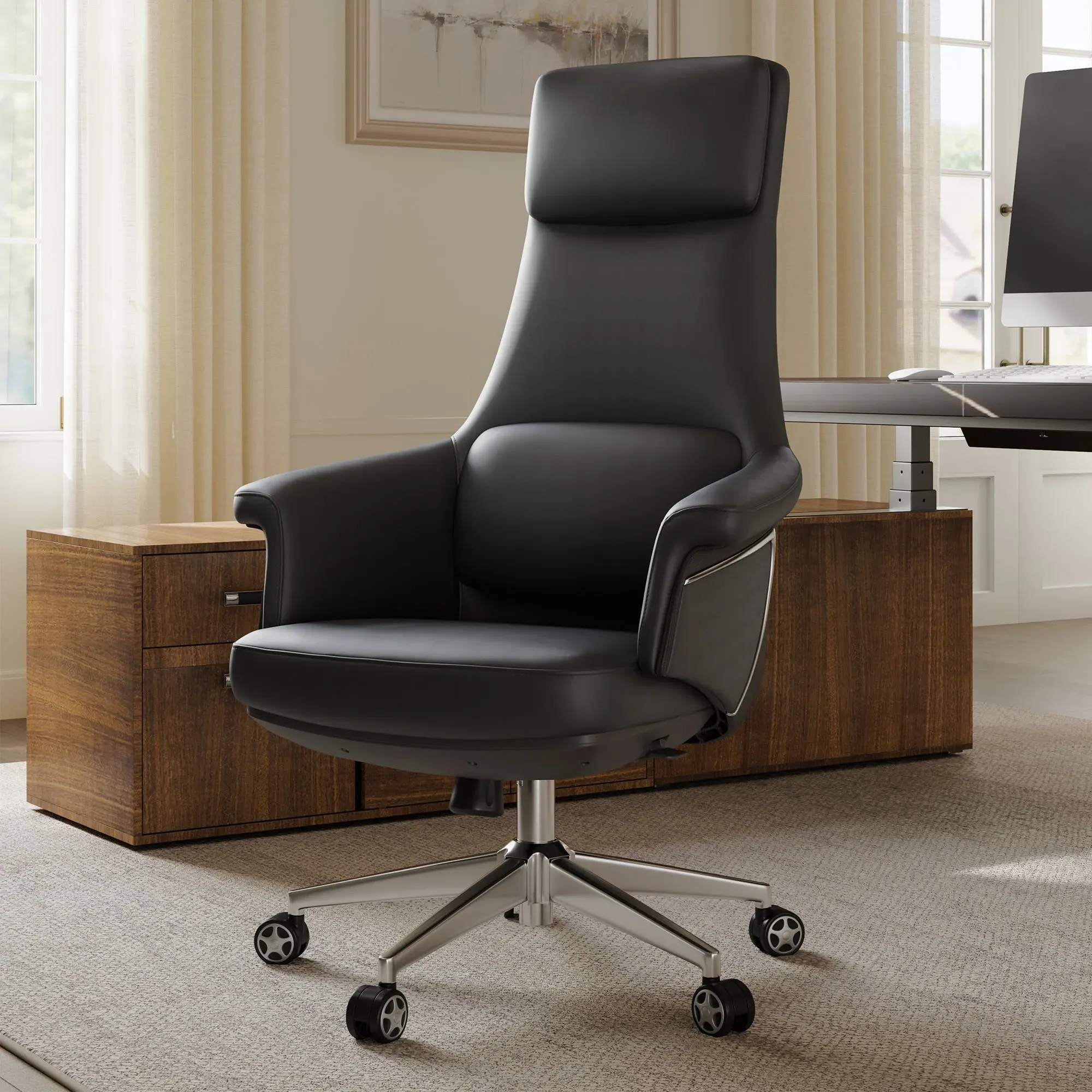 Royal Renee Executive Office Chair - Black, Microfiber Leather